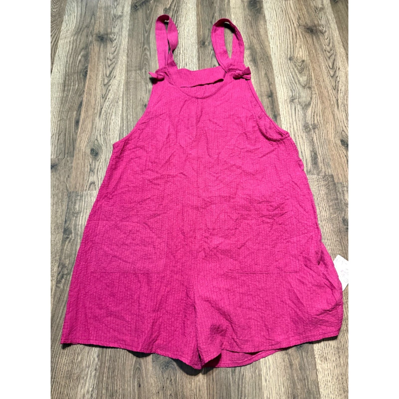 Vintage Emery Rose Overalls Shorts Women’s M Pink Sleeveless Square Neck NWT Size 32" / US 10 / IT 46 - 2 Thumbnail