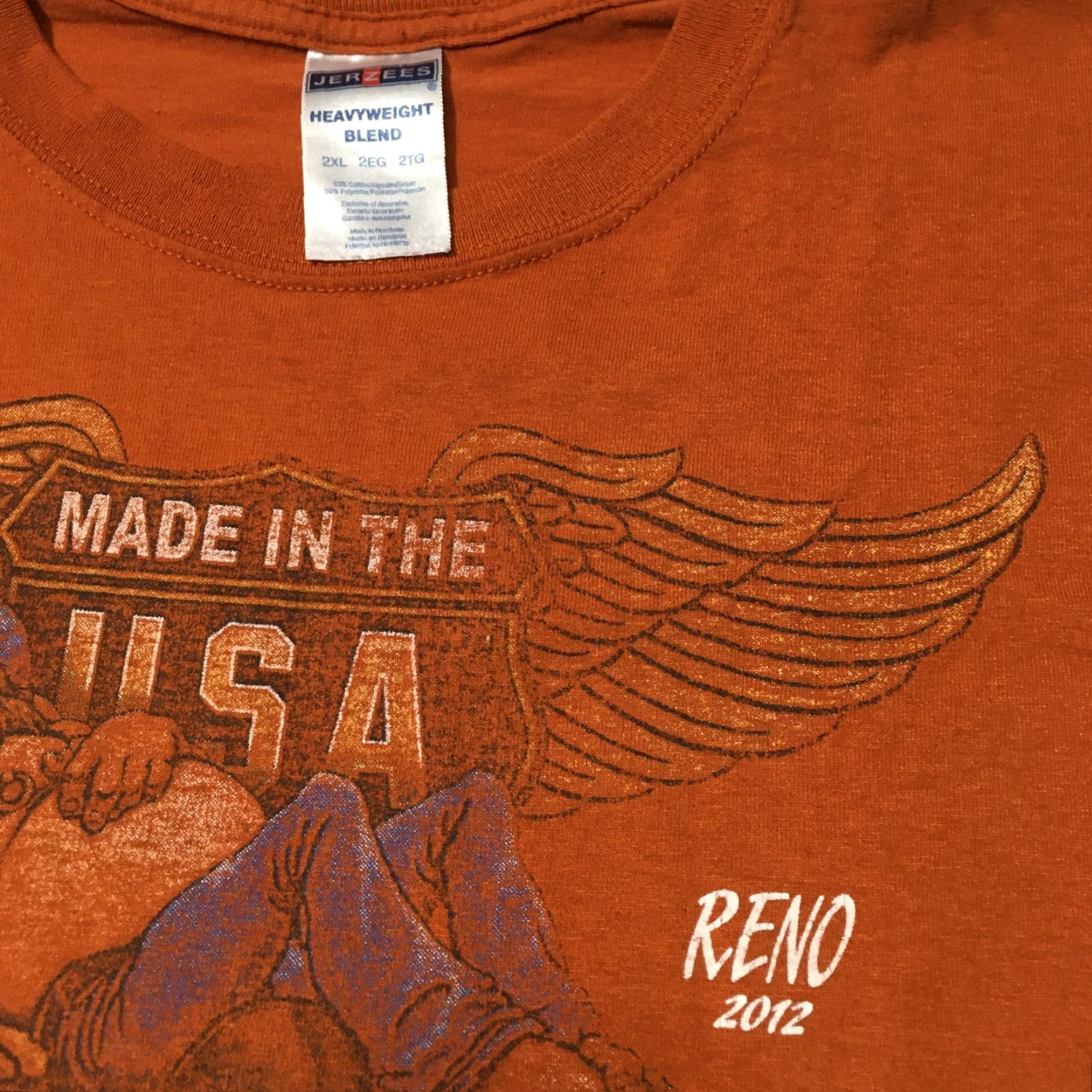 Jerzees VINTAGE Jerzees Reno Nevada 2XL T-shirt ORANGE GRAPHIC HORSE MOTORCYCLE Shirt Mens 2XL Orange Vintage Size US XXL / EU 58 / 5 - 7 Thumbnail