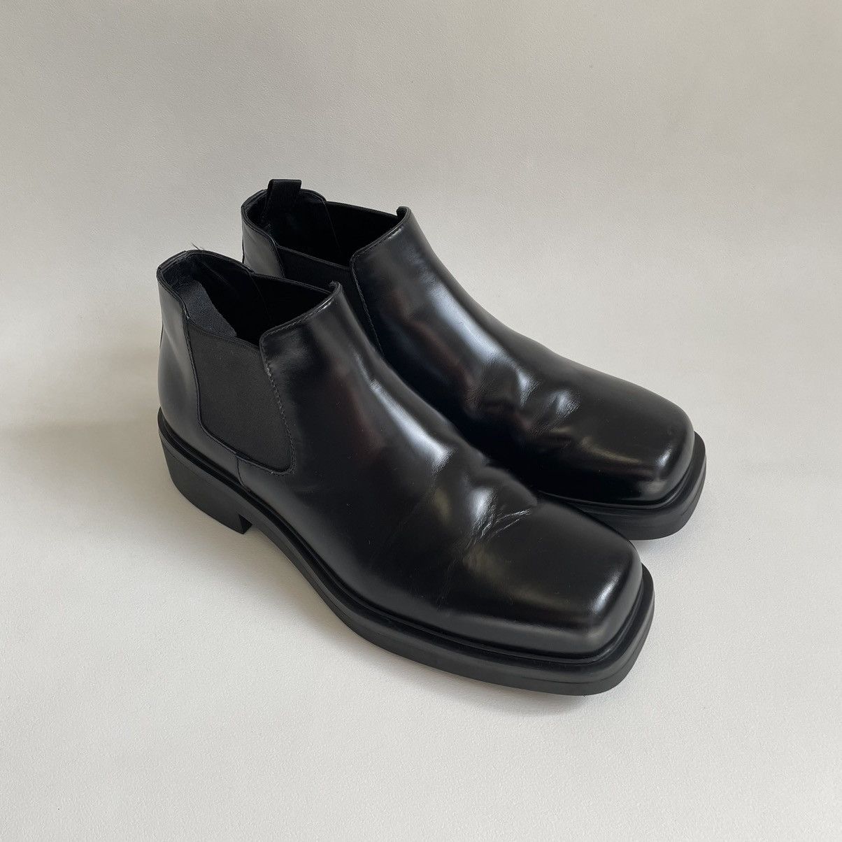 Prada Black Leather ‘Square Toe Boots’ Size US 10.5 / EU 43-44 - 3 Thumbnail