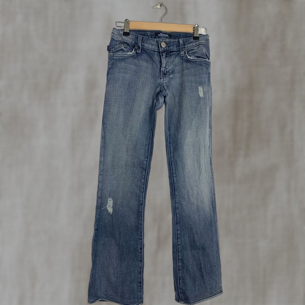 Vintage Rock & Republic Jeans Womens Size 25 Blue Denim Distressed Boot Cut 30 In Inseam USA David Lee Regular Rise Low Size 42" / US 20 - 1 Thumbnail