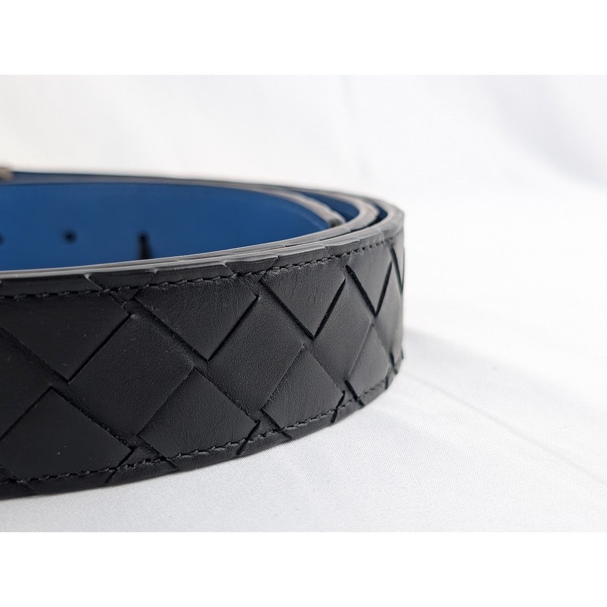 Bottega Veneta o1rshd1 Size: 110 / Intrecciato Belt in Nero / Silver Size 44 - 2 Thumbnail