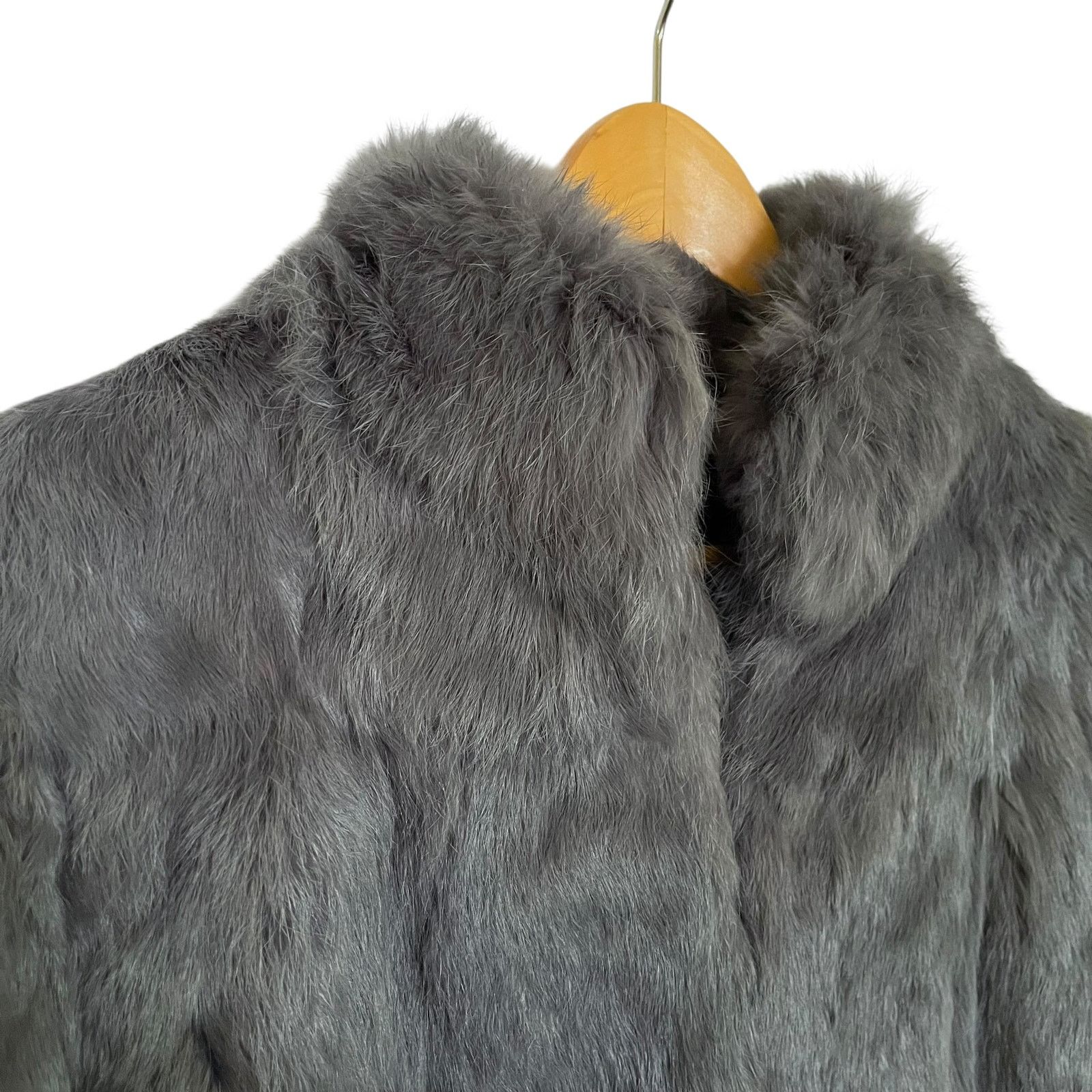Vintage Vintage Gray Rabbit Genuine Fur High Neck Women's Coat Size L / US 10 / IT 46 - 8 Thumbnail