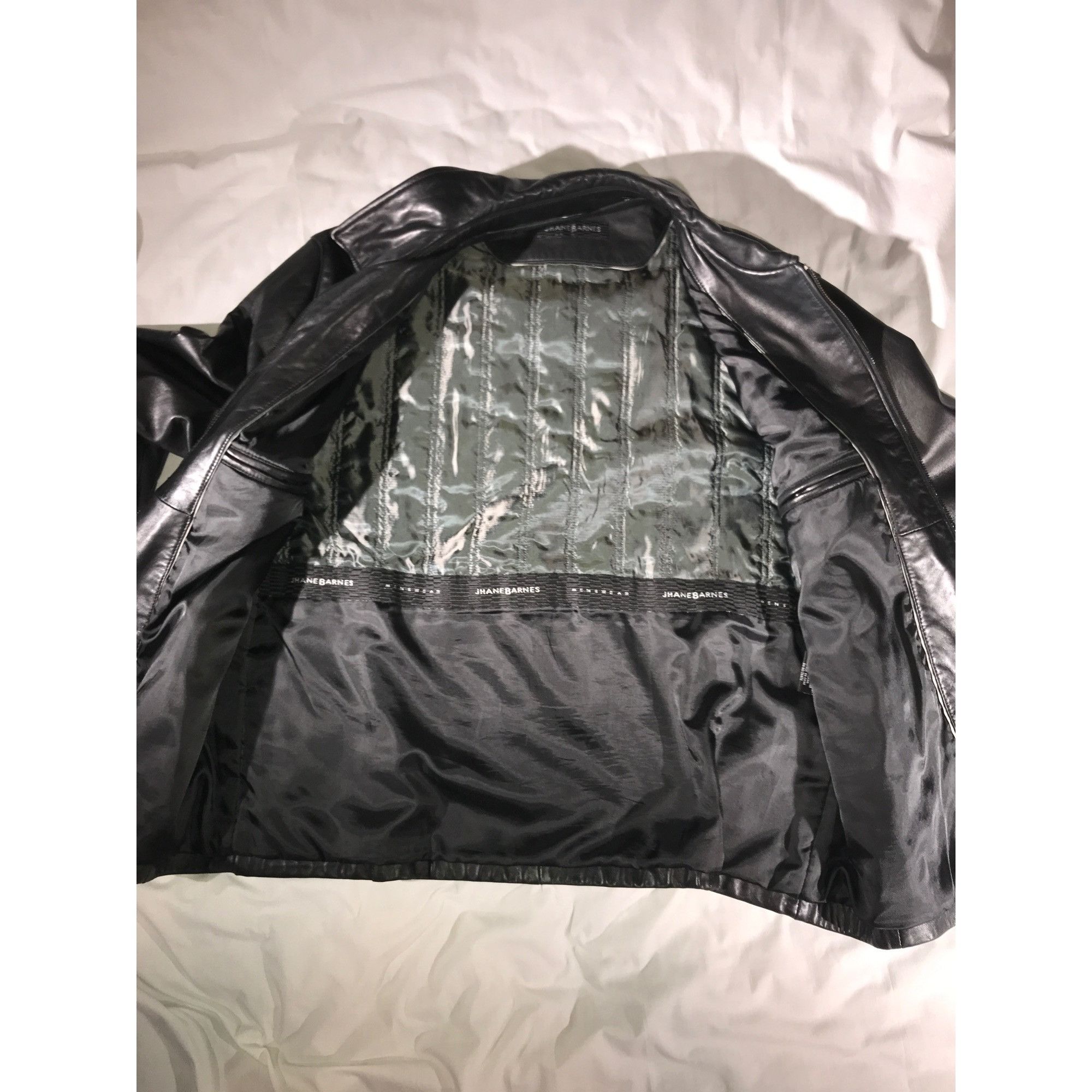 Jhane Barnes Jhane Barnes Men's Soft Black Leather Full Zip Jacket Coat Size US S / EU 44-46 / 1 - 5 Thumbnail