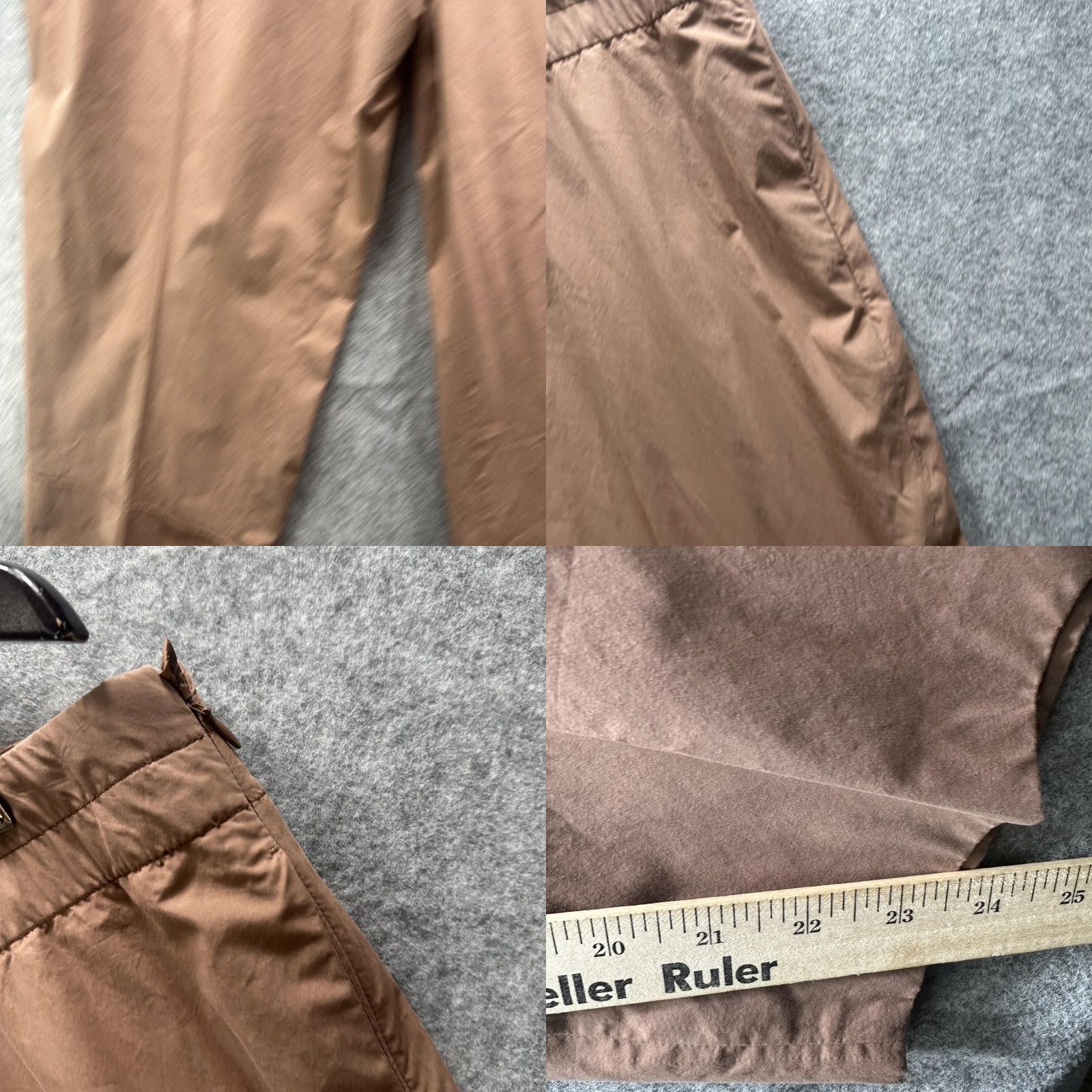 Vintage Akris Punto Pants Womens 14 Brown Ankle Straight Leg Elastic Waist Lined Cupro Pants Size 36" / US 14 / IT 50 - 8 Thumbnail