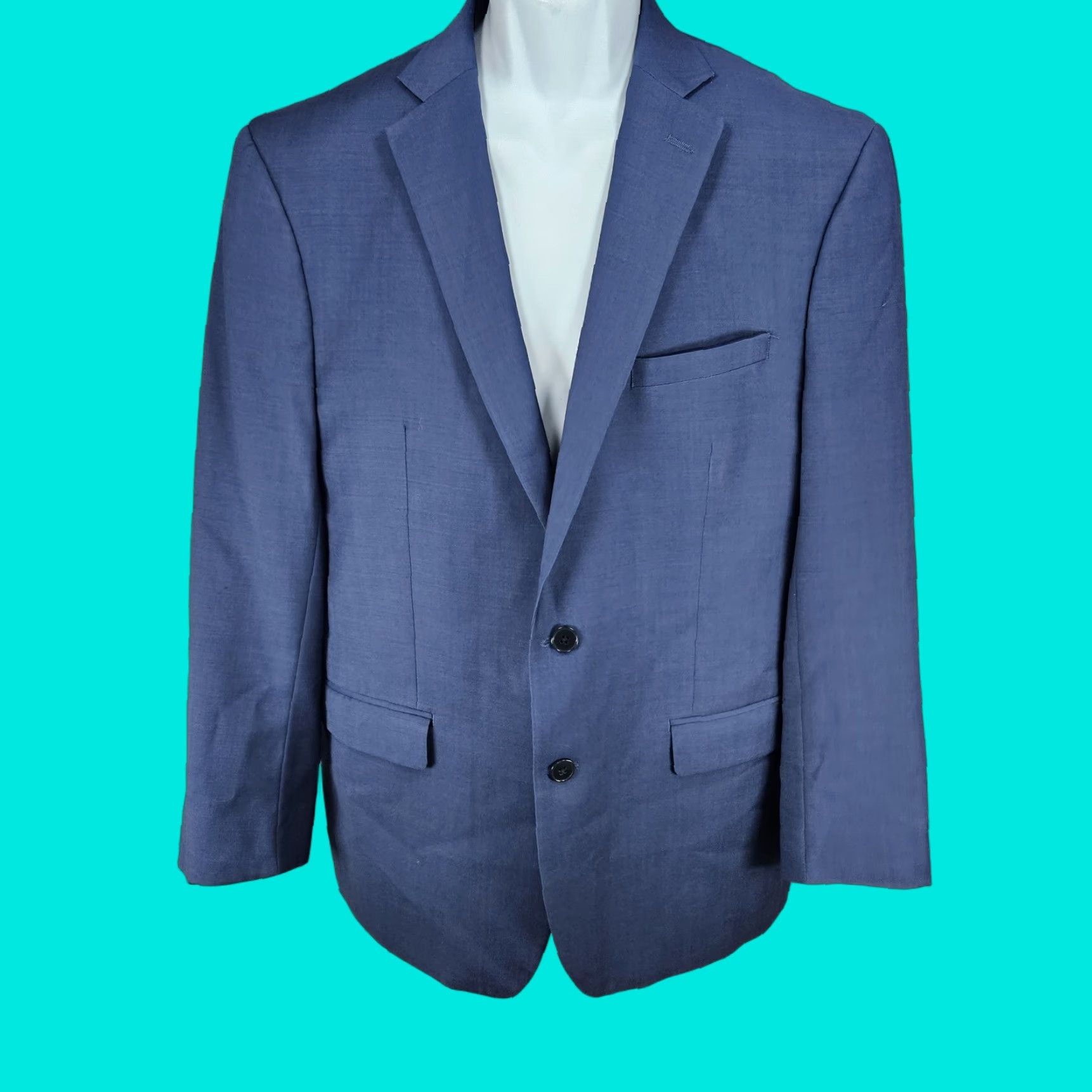 Calvin Klein VINTAGE Calvin Klein Blue 2 Button Double Vented Notch Blazer Sport Coat Jacket 42 Mens Size 42R - 1 Thumbnail