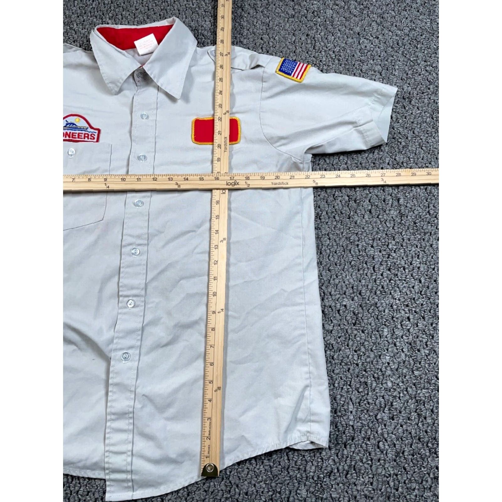 Vintage VINTAGE Awanas Club Uniform Shirt Adult Medium Light Gray American Flag Boat Patches Size US M / EU 48-50 / 2 - 6 Thumbnail