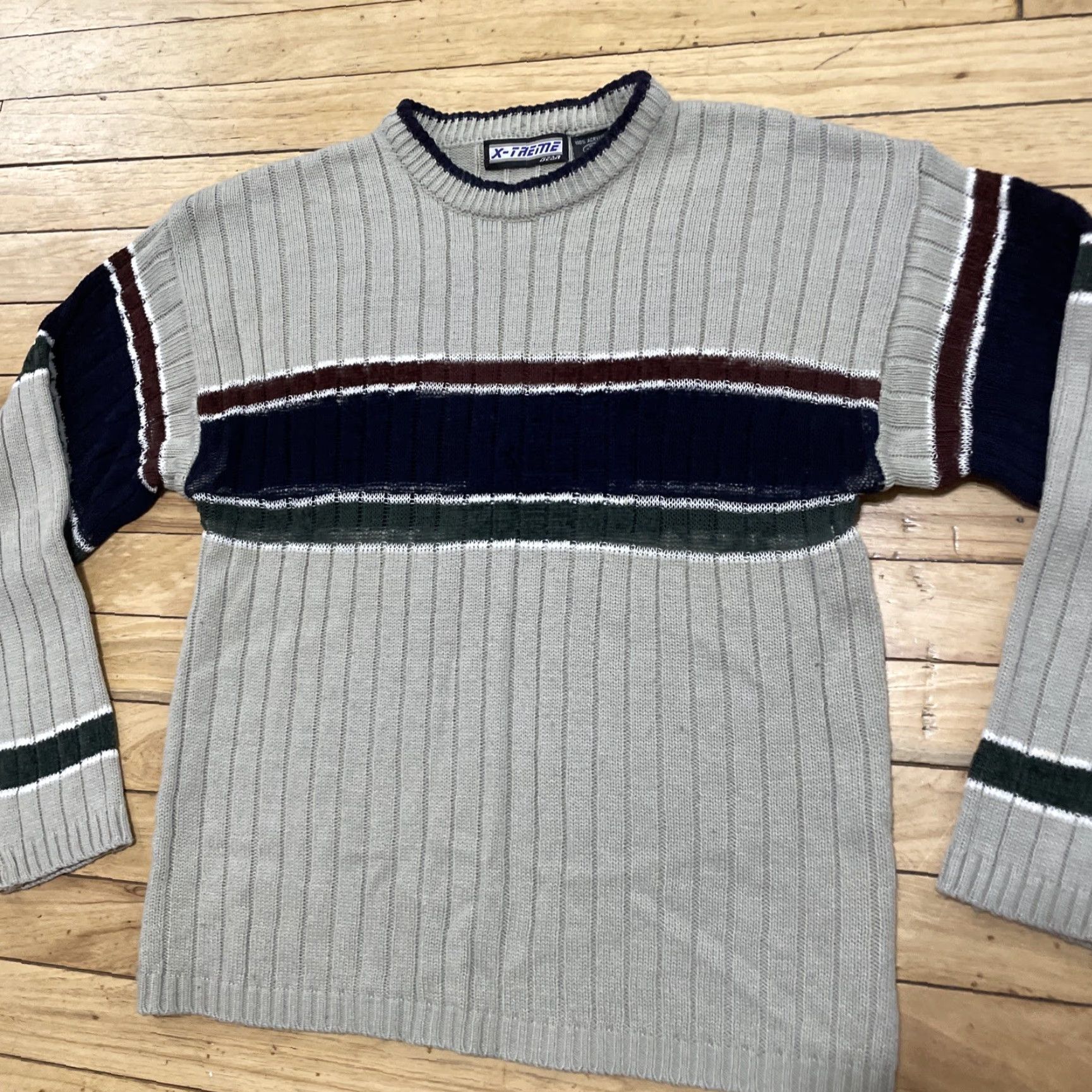 Vintage VTG Y2K X-Treme Gear Sweater Women XL Ribbed 20 Tan Gray Boho Classic 1990s 2000s Crew Neck Pullover Knit Women Size XL / US 12-14 / IT 48-50 - 3 Thumbnail