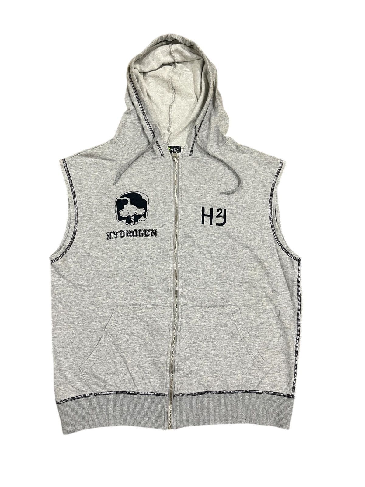 HYDROGEN HYDROGEN SLEEVELESS ZIP UP HOODIE SKULL LOGO H2J Size US L / EU 52-54 / 3 - 1 Thumbnail