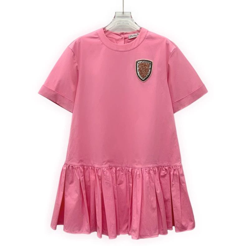 Dior Dior Pink cotton logo stud beaded round-neck short-sleeved Size XS / US 0-2 / IT 36-38 - 1 Thumbnail