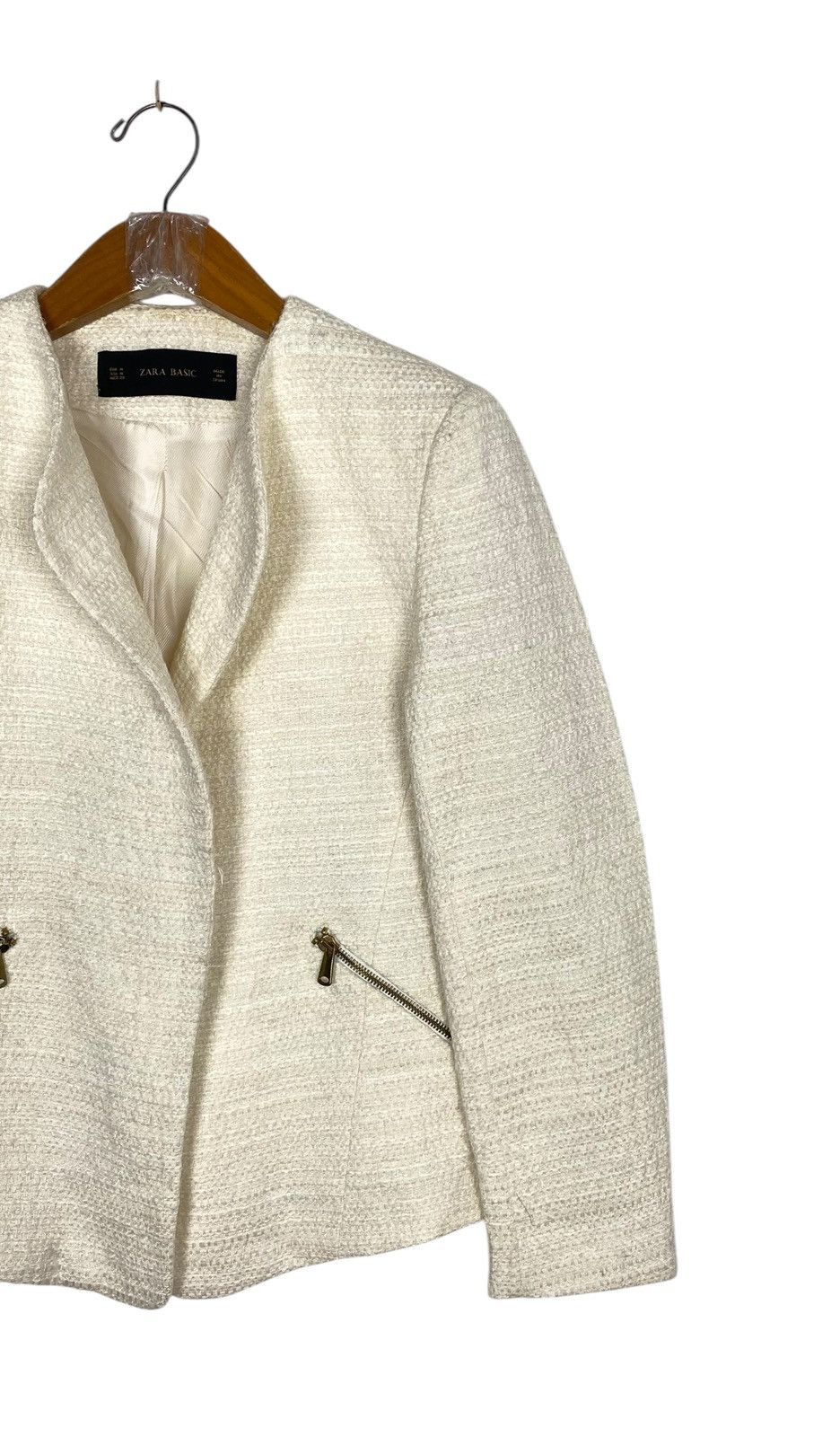Zara Rare‼️ Zara Basic Crop Open Front Long Sleeve Lined Blazer Size M / US 6-8 / IT 42-44 - 3 Thumbnail