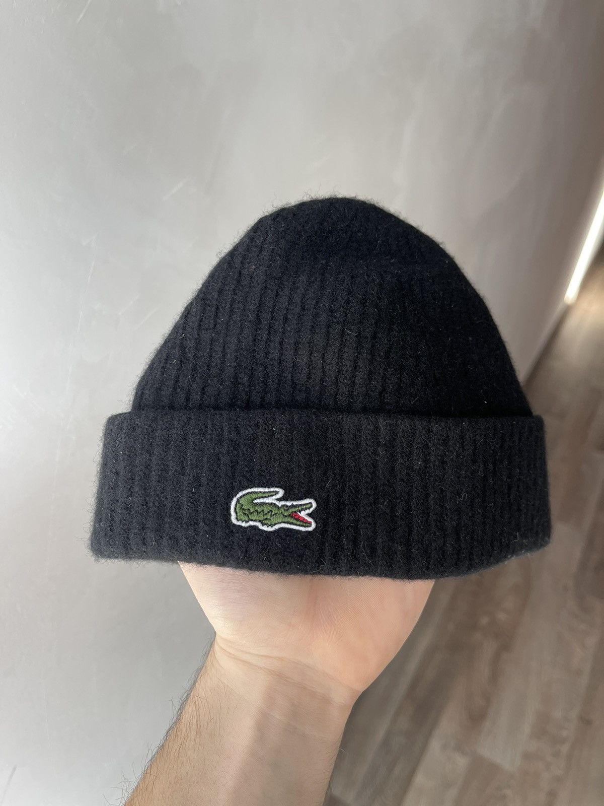 Lacoste × Vintage Rare🔥 Lacoste black wool hat beanie cap Size ONE SIZE - 2 Thumbnail