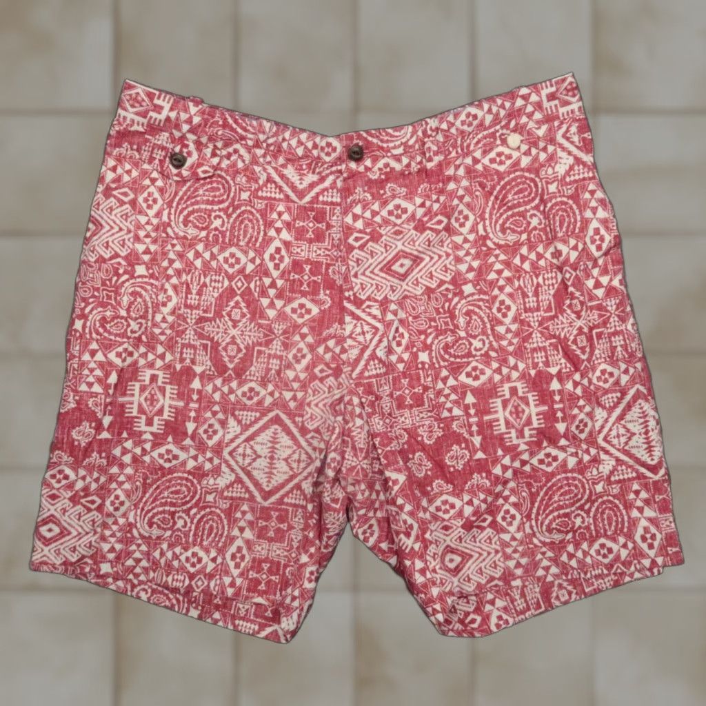 Reyn Spooner Reyn Spooner Shorts Mens 34 Chino Casual Red White Geometric Pattern 34 Inseam 11in Belt Loops Pockets Size US 34 / EU 50 - 1 Thumbnail