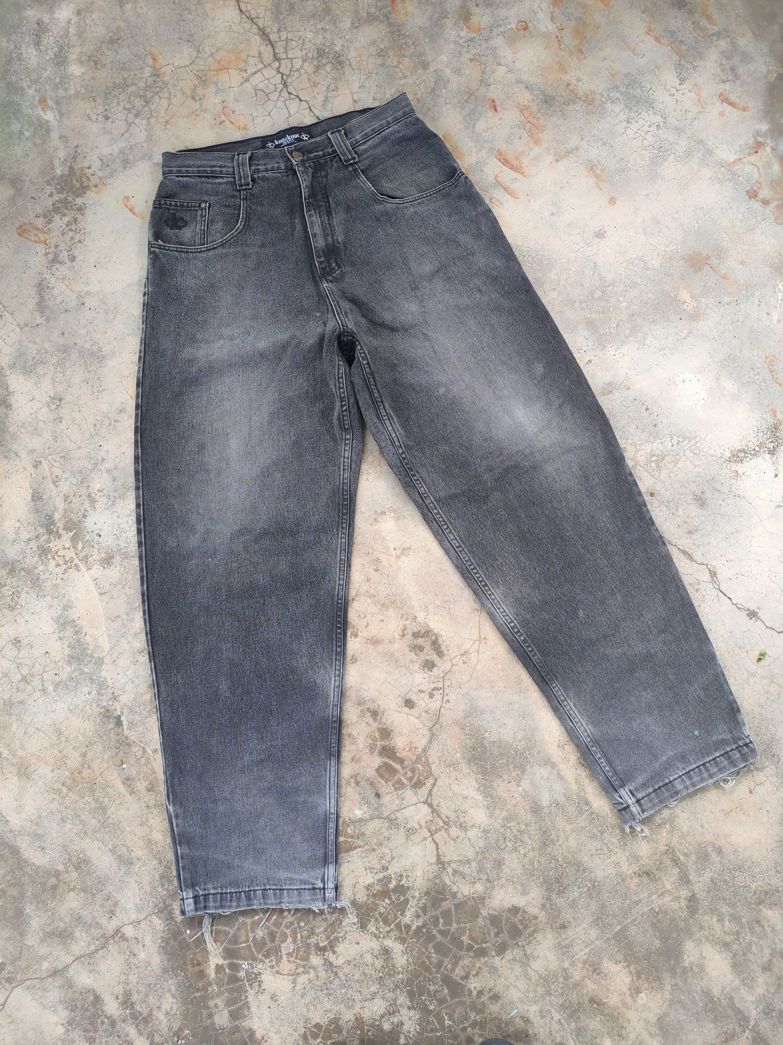Jean × Vintage W34 VINTAGE KNOCKOUT FADED BLACK DISTRESSED JEANS PANTS Size US 34 / EU 50 - 3 Thumbnail