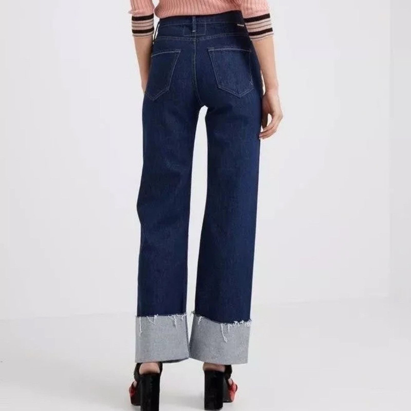 MOTHER NEW Mother Denim The Duster Cuff Straight Jeans - 25 - $298 Size 25" / US 0 / IT 36 - 2 Thumbnail