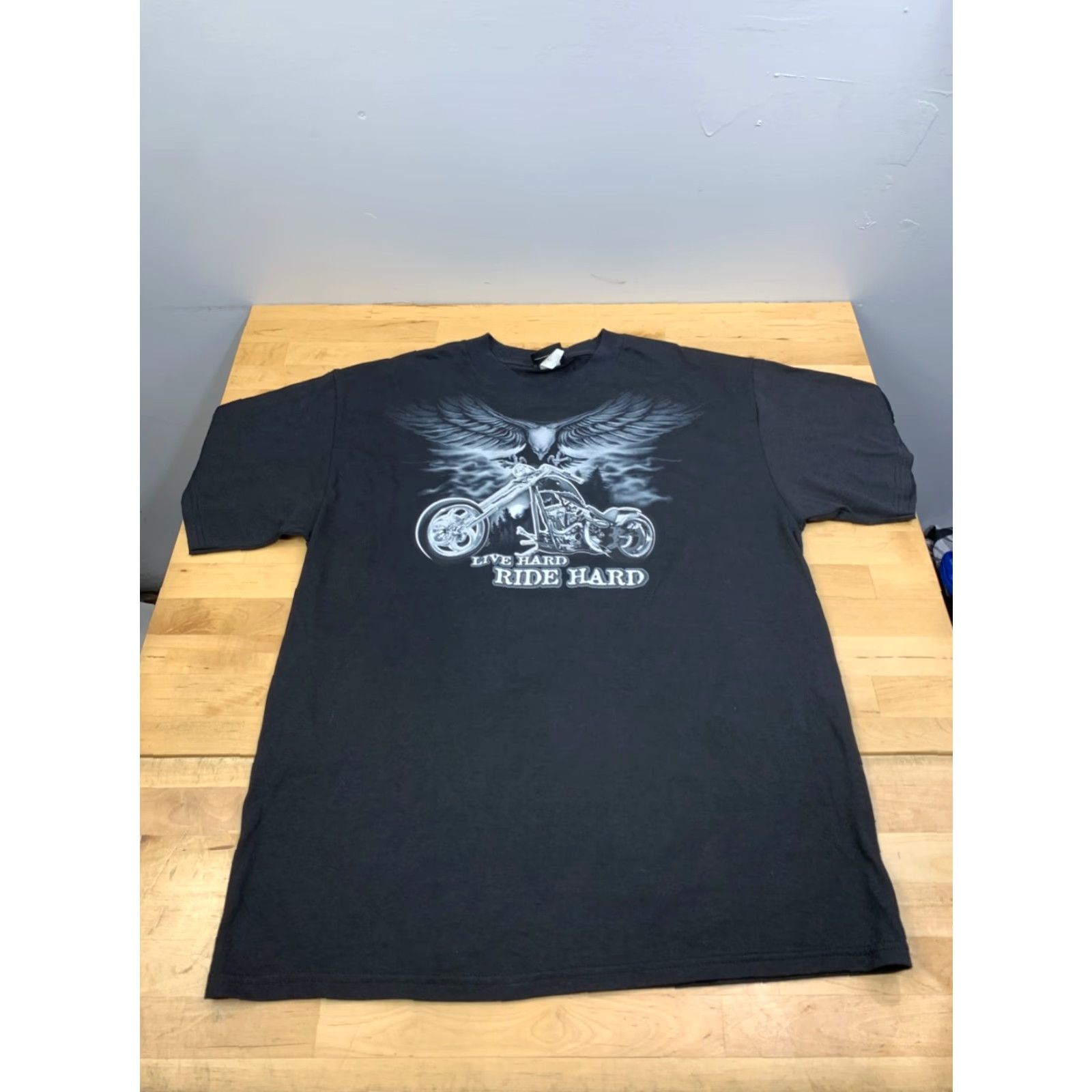 Vintage VINTAGE Hybrid Biker Shirt Mens L Live Hard Ride Hard Motorcycle Eagle 12182 Size US L / EU 52-54 / 3 - 3 Thumbnail