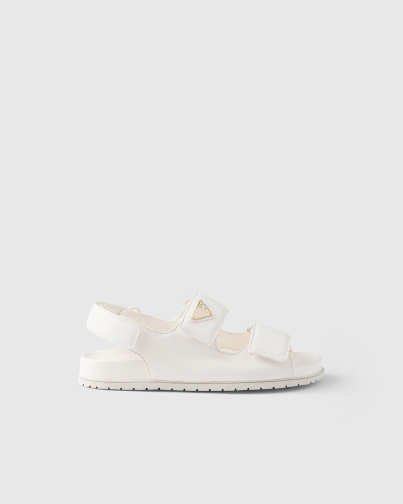 Prada o1B3y1r0526 Nappa Leather Sandals in White Size US 7 / IT 37 - 1 Thumbnail