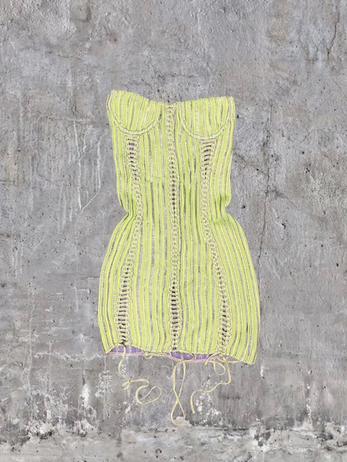 ISA BOULDER isa boulder lime green knit mini dress with lace up Size S / US 4 / IT 40 - 1 Thumbnail