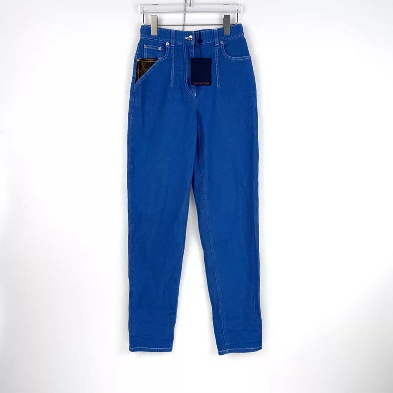 Louis Vuitton Louis Vuitton Blue Leather Jeans 2505-Nextarrow Size US 36 / EU 52 - 3 Thumbnail