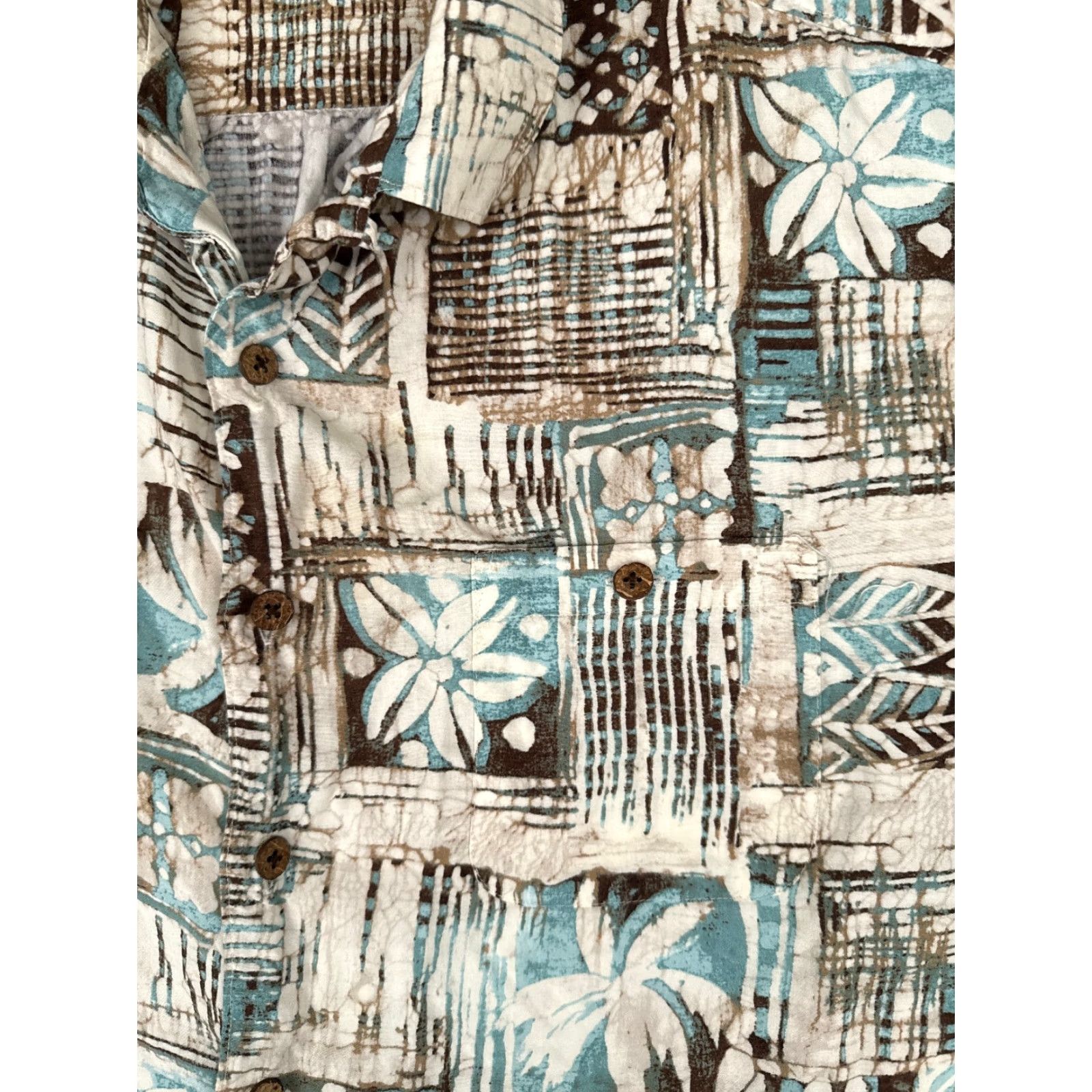 Vintage Caribbean Shirt Men Extra Large Blue White Tile Floral Rayon Hawaiian Button Up Size US XL / EU 56 / 4 - 6 Thumbnail