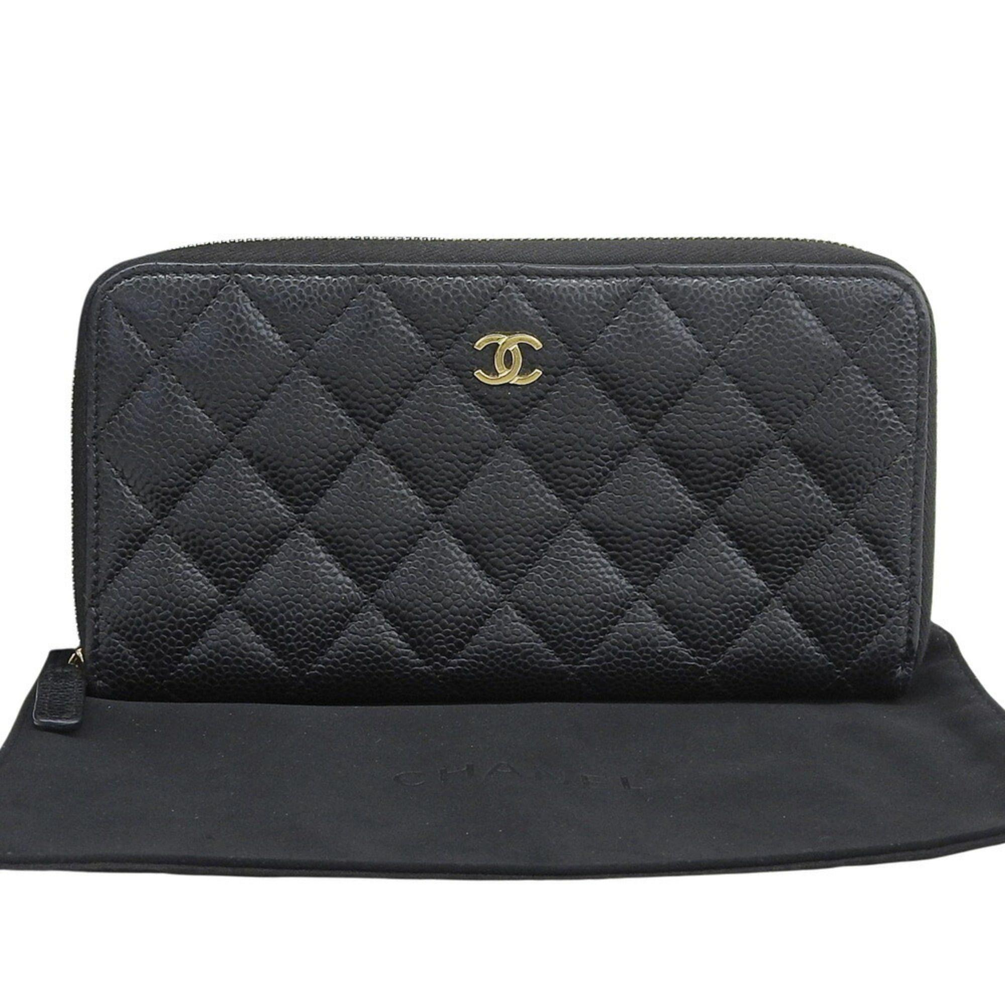 Chanel CHANEL Coco Mark Matelasse Timeless Classic AP0242 Round Long Wallet in Black Size ONE SIZE - 1 Thumbnail