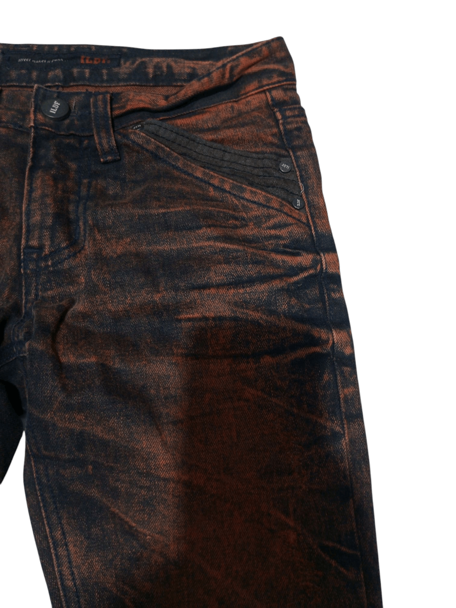 20471120 Vintage ildf black orange washed distressed denim Size US 27 - 7 Thumbnail