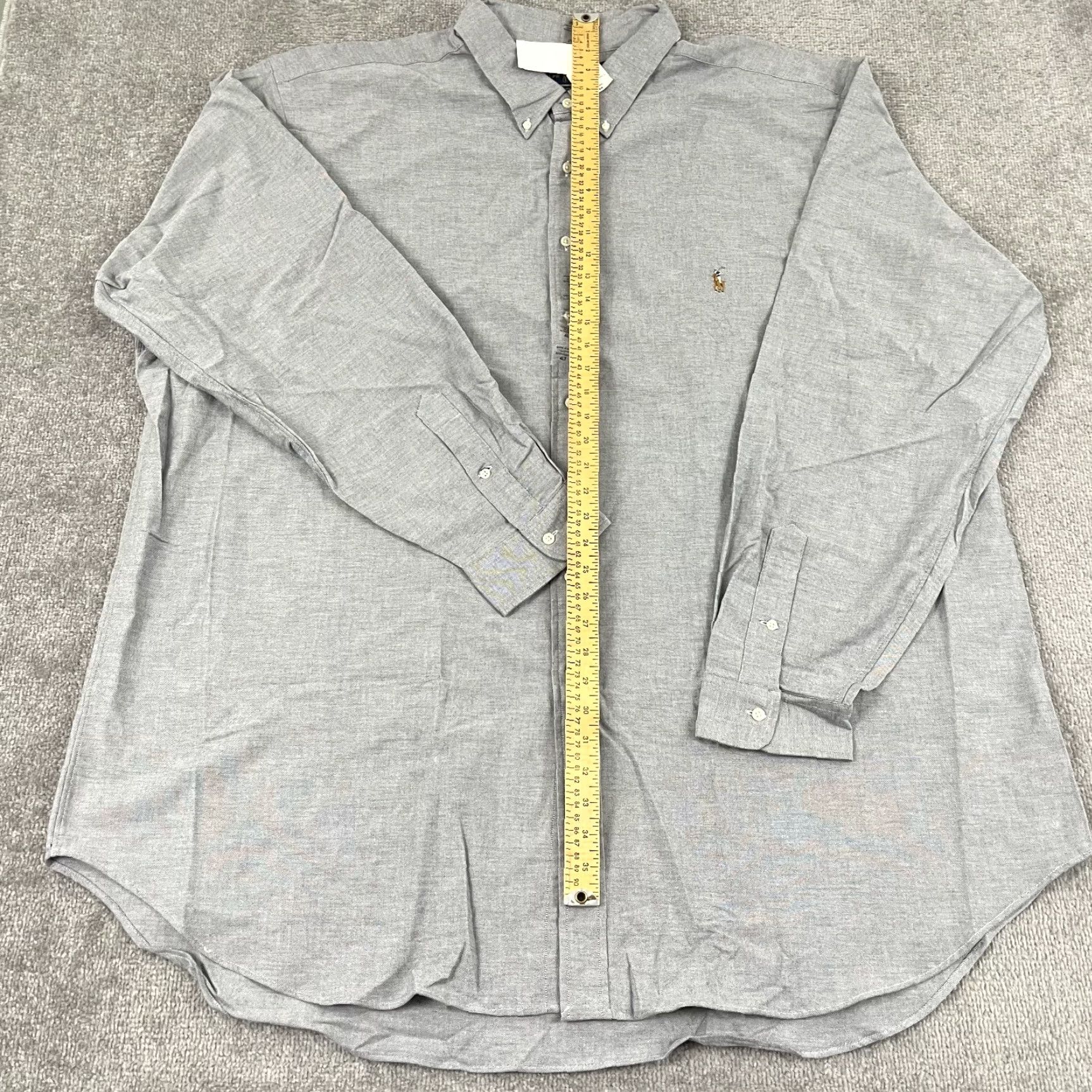 VINTAGE Ralph Lauren Shirt Mens 4XLT Tall Long Sleeve Button-Down Collared Cotton Gray Casual