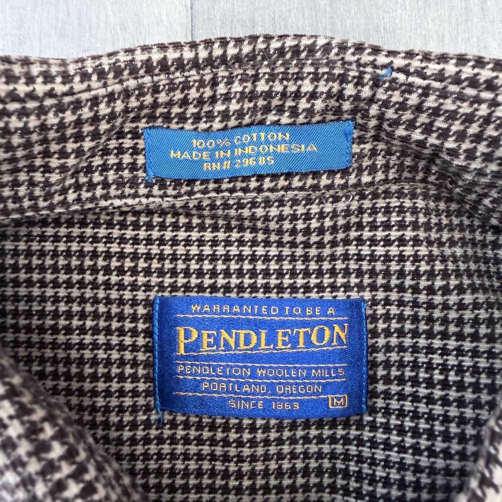 Pendleton Vintage Pendleton Brown Houndstooth Button-Down Shirt Size M Size US M / EU 48-50 / 2 - 2 Thumbnail
