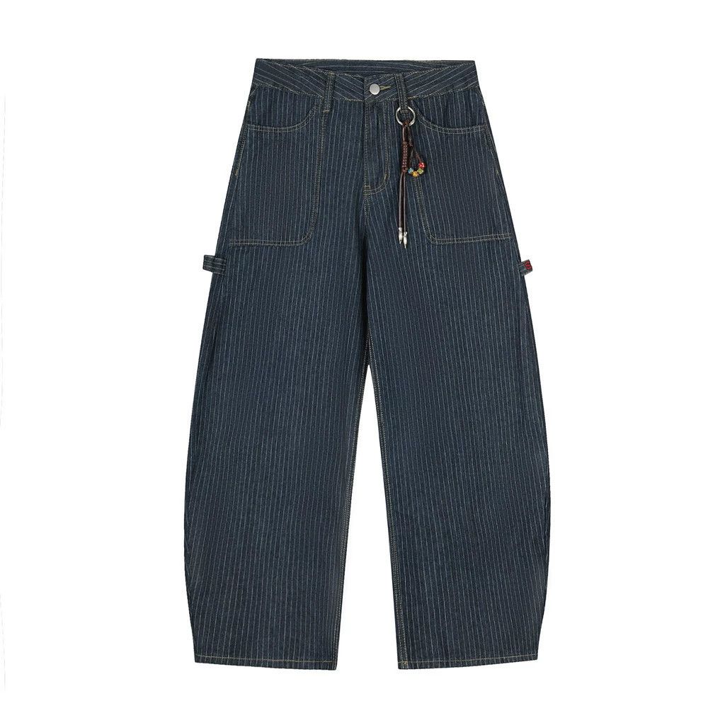 Jean Men's loose street wide-leg striped workwear sickle jeans Size US 32 / EU 48 - 1 Thumbnail