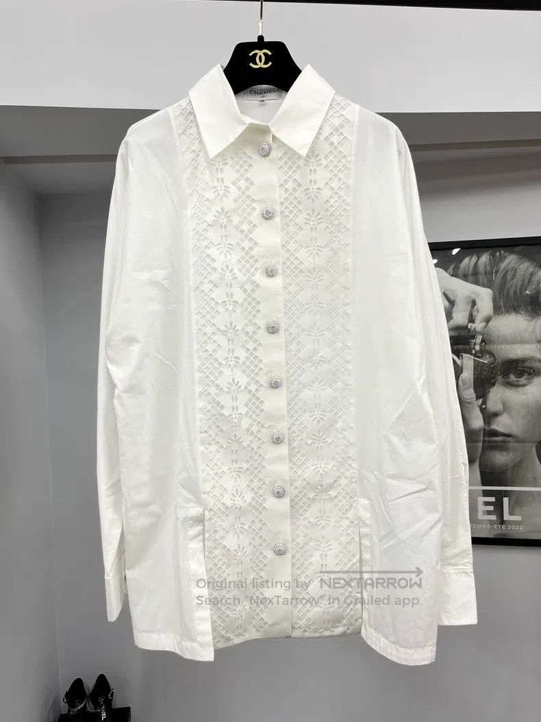 Chanel Chanel White stitched hollow shirt Size XS / US 0-2 / IT 36-38 - 1 Thumbnail