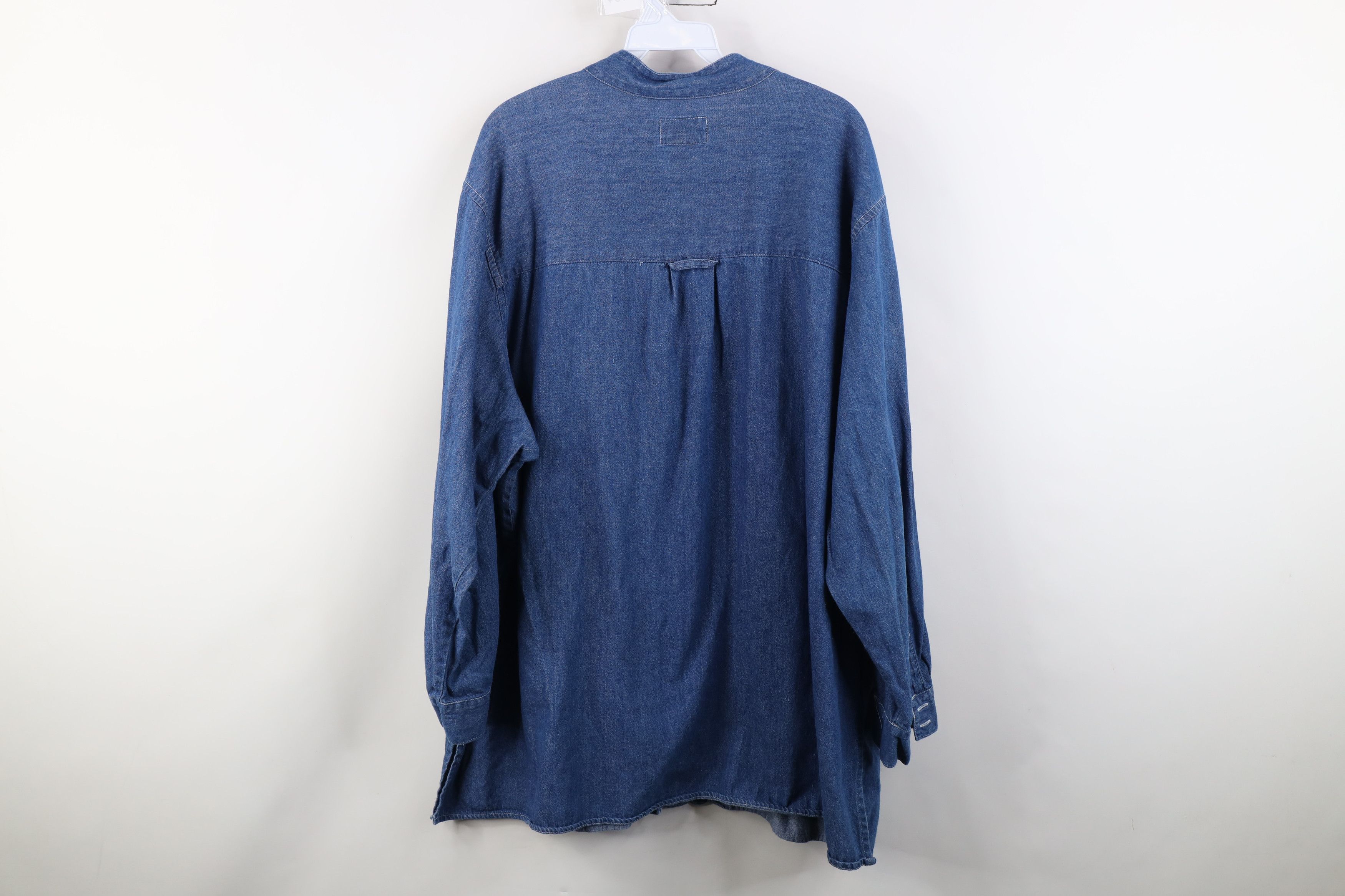 Vintage Vintage 90s Streetwear Denim Jean Band Collar Button Shirt Size 4XL / US 24-26 - 12 Thumbnail
