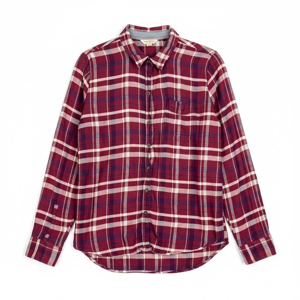 Lucky Brand Lucky Brand Women's Medium Shirt Dark Red Plaid Flannel Size M / US 6-8 / IT 42-44 - 1 Thumbnail