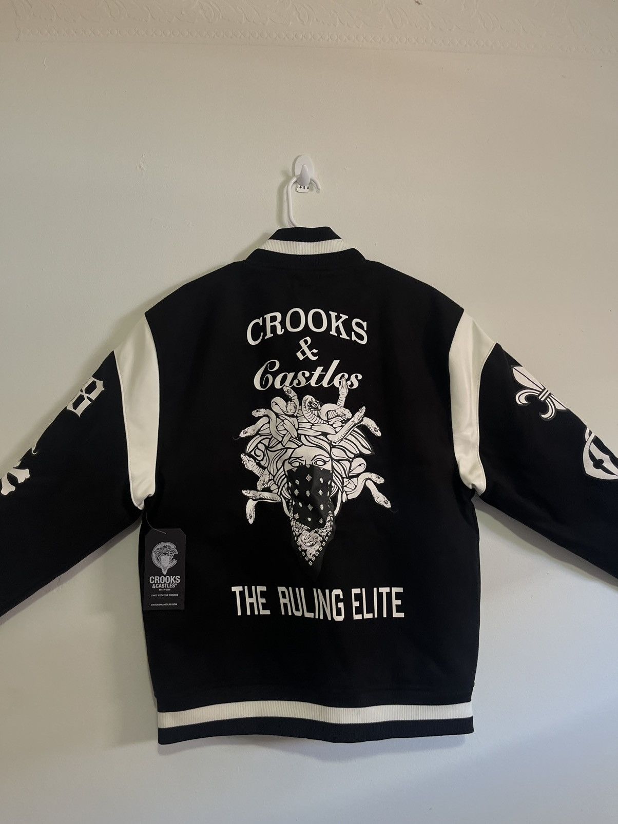 VTG CROOKS & CASTLES VARSITY outlet EMBROIDERED JACKET