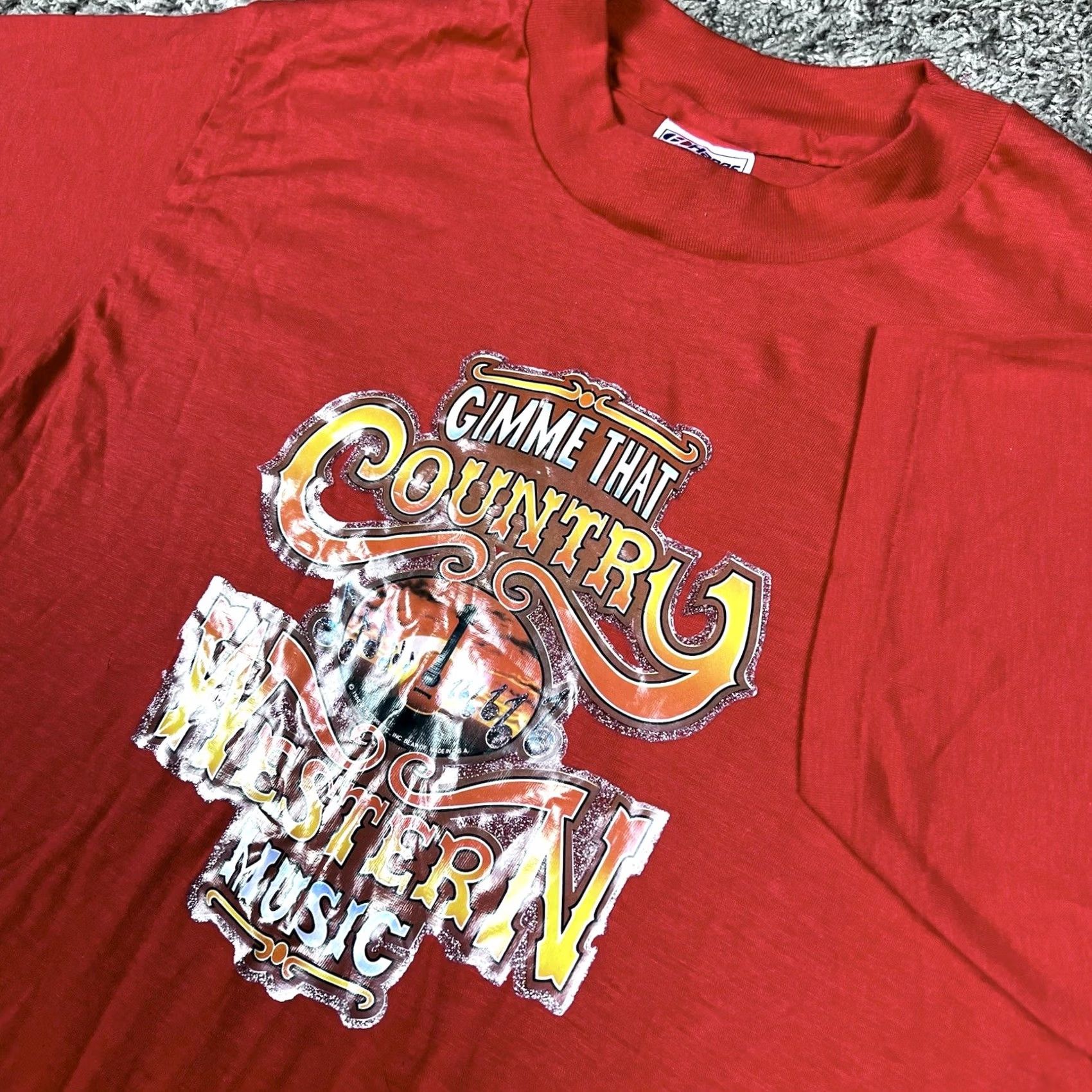 Hanes VINTAGE Hanes Red T-Shirt 80s Country Western Nashville Made USA Medium Shirt Unisex Adults Mens Womens Size US M / EU 48-50 / 2 - 4 Thumbnail