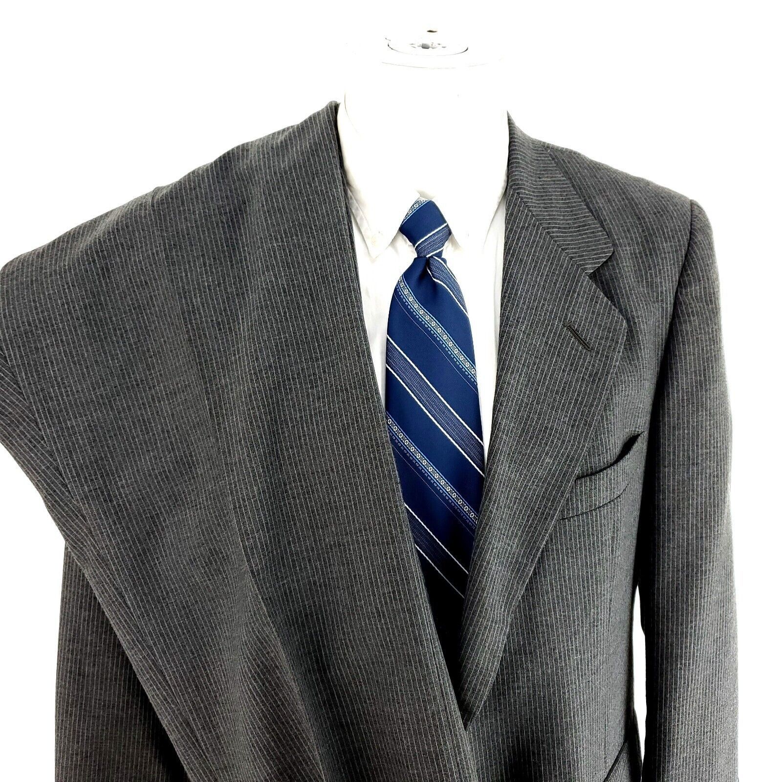 Oleg Cassini Oleg Cassini Wool 2 Button 2 Piece Suit 40S Gray Striped 38/ Size 40S - 1 Thumbnail