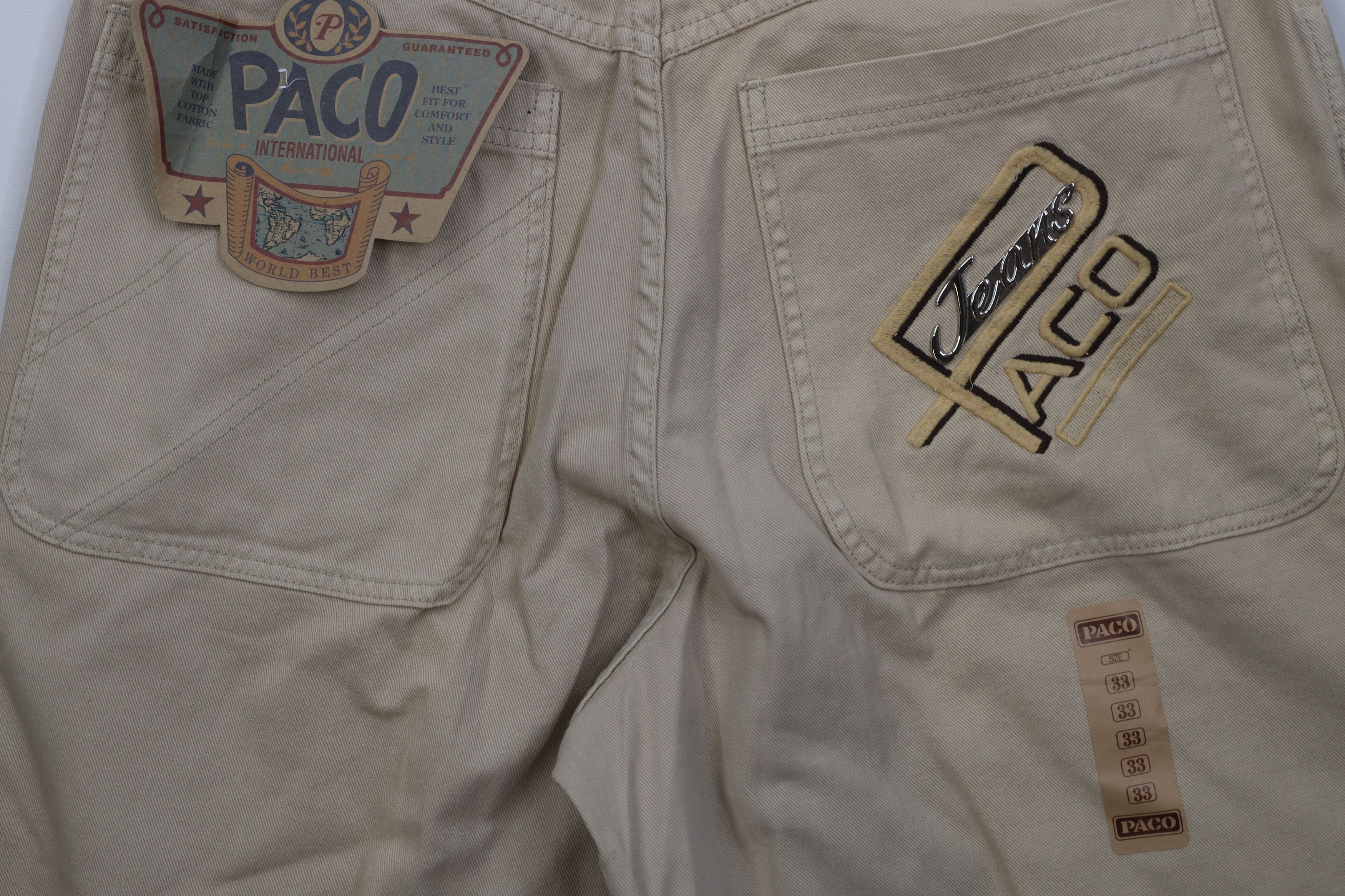 Vintage Deadstock Vintage 90s Paco Denim Jean Shorts Beige Cotton Size US 33 - 13 Thumbnail
