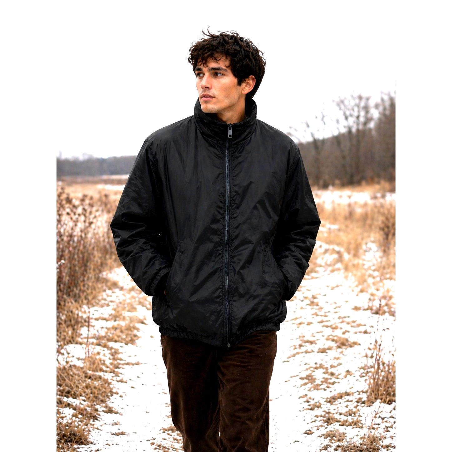 PIOMBO Piombo Regular High Neck Full Zip Fit Jacket Black XL Size US XL / EU 56 / 4 - 1 Thumbnail