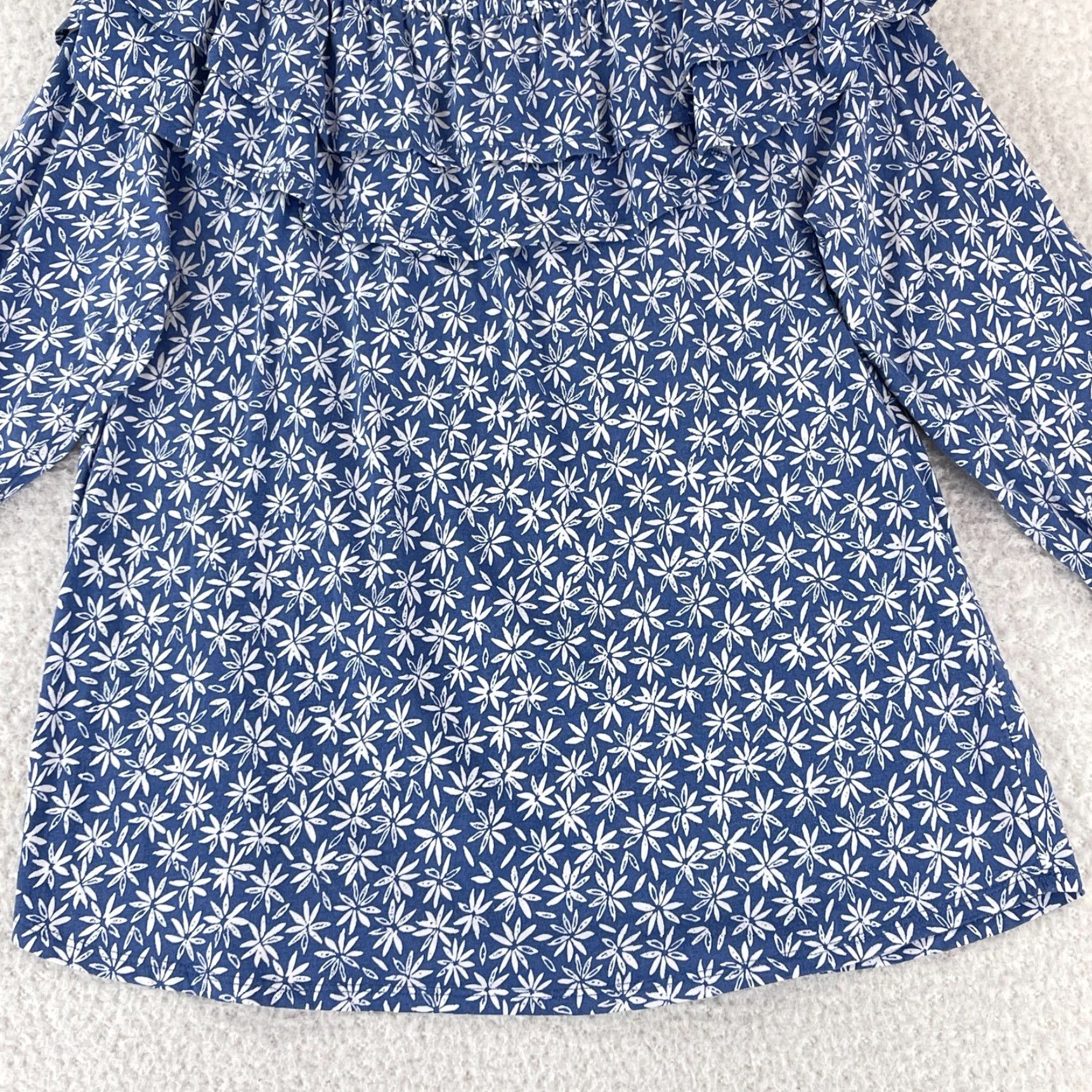 J. Jill J. Jill Shirt Womens Large Blue Floral Print Off the Shoulder Long Sleeve Casual Size L / US 10 / IT 46 - 6 Thumbnail