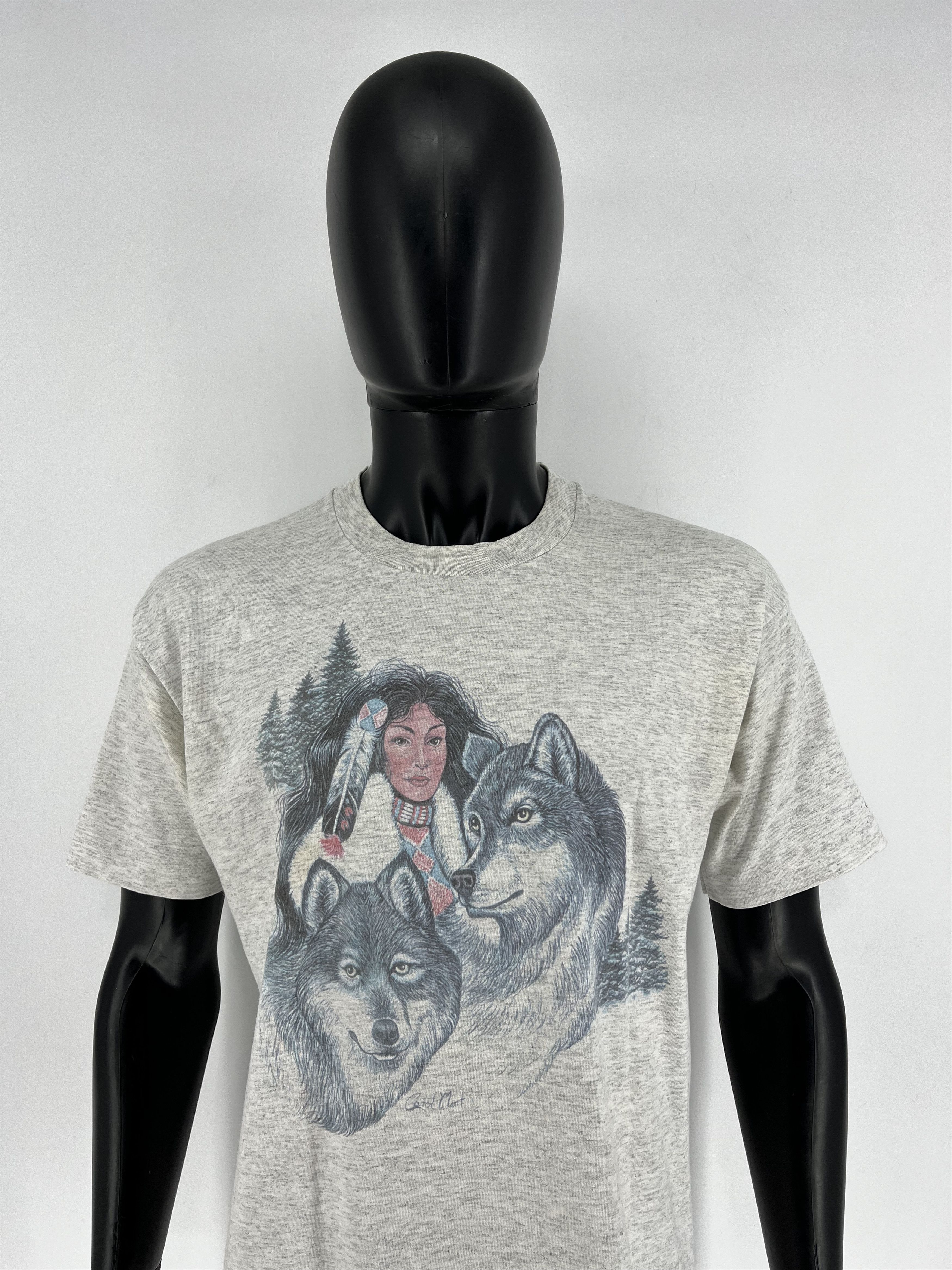 Fruit Of The Loom Vintage Wolf Jackson Hole T Shirt Single Stitch Graphic Tee Size US L / EU 52-54 / 3 - 1 Thumbnail