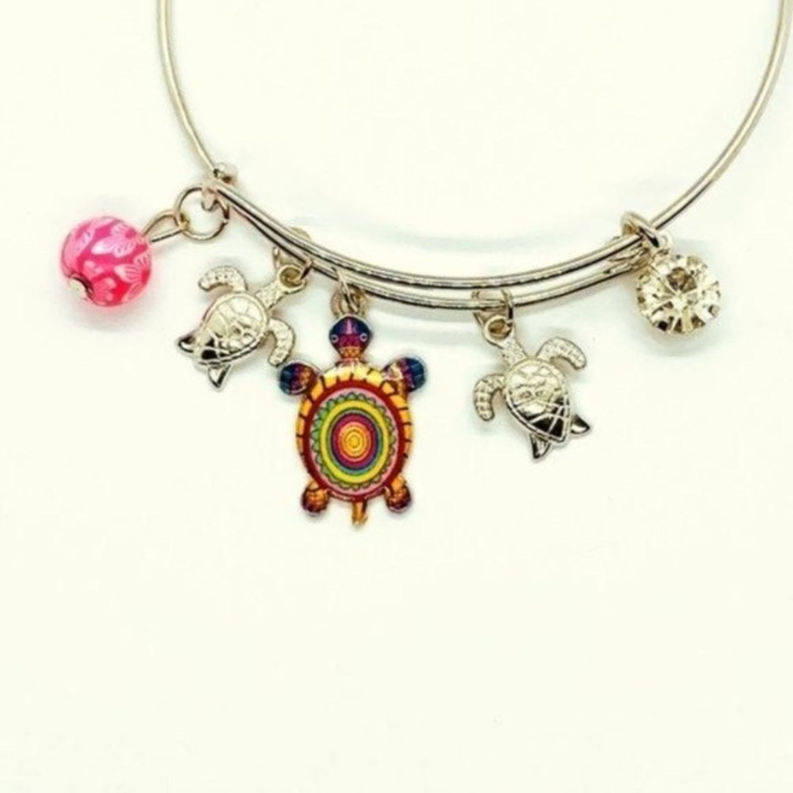 Other Beaded Sea Turtle Charm Colorful Bangle Bracelet Size ONE SIZE - 2 Thumbnail