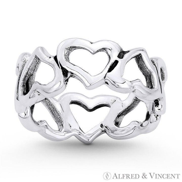 Other Multi-Heart Charm Eternity Ring in .925 Sterling Silver Size ONE SIZE - 1 Preview