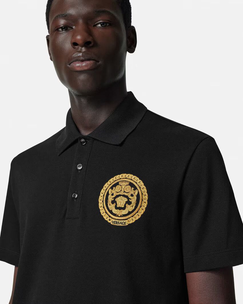 Versace o1s22i1n0125 Chain Crest Polo Shirt in Black Size US XL / EU 56 / 4 - 3 Thumbnail
