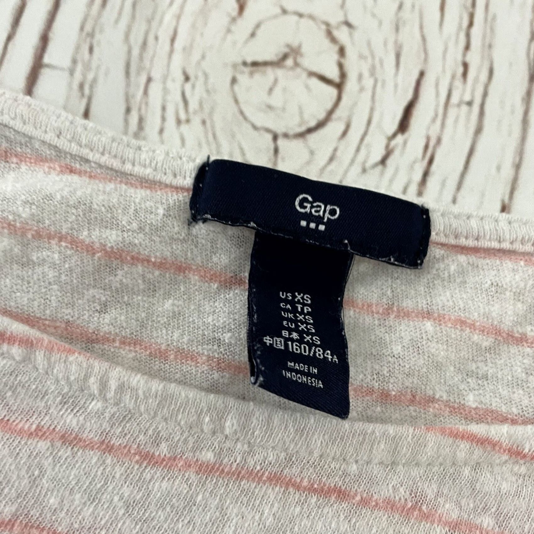 Gap Gap Woman T-Shirt XS Striped Boat Neck Long Sleeve Pink White Size XS / US 0-2 / IT 36-38 - 2 Thumbnail