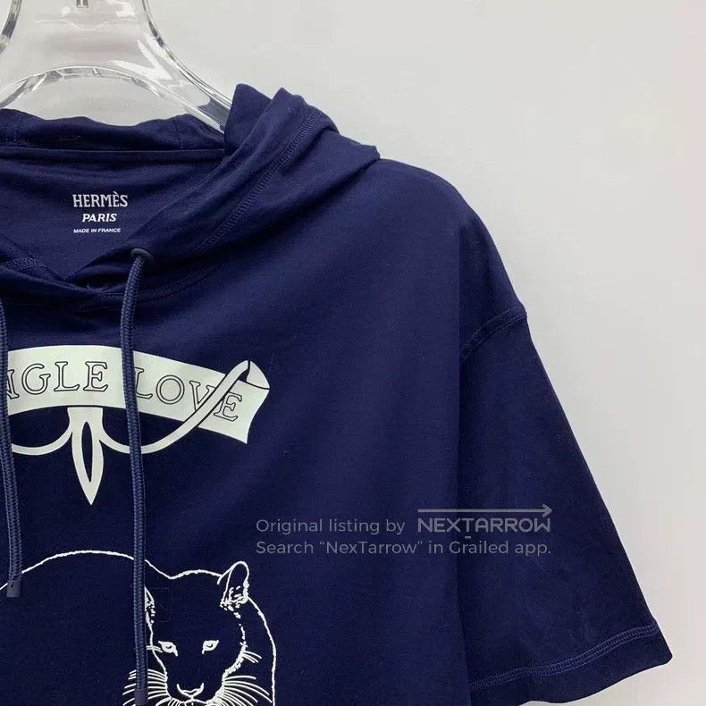 Hermes Hermes Dark Blue Leopard Printed Cotton Hooded Drawstring Size XXS / US 00 / IT 34 - 3 Thumbnail