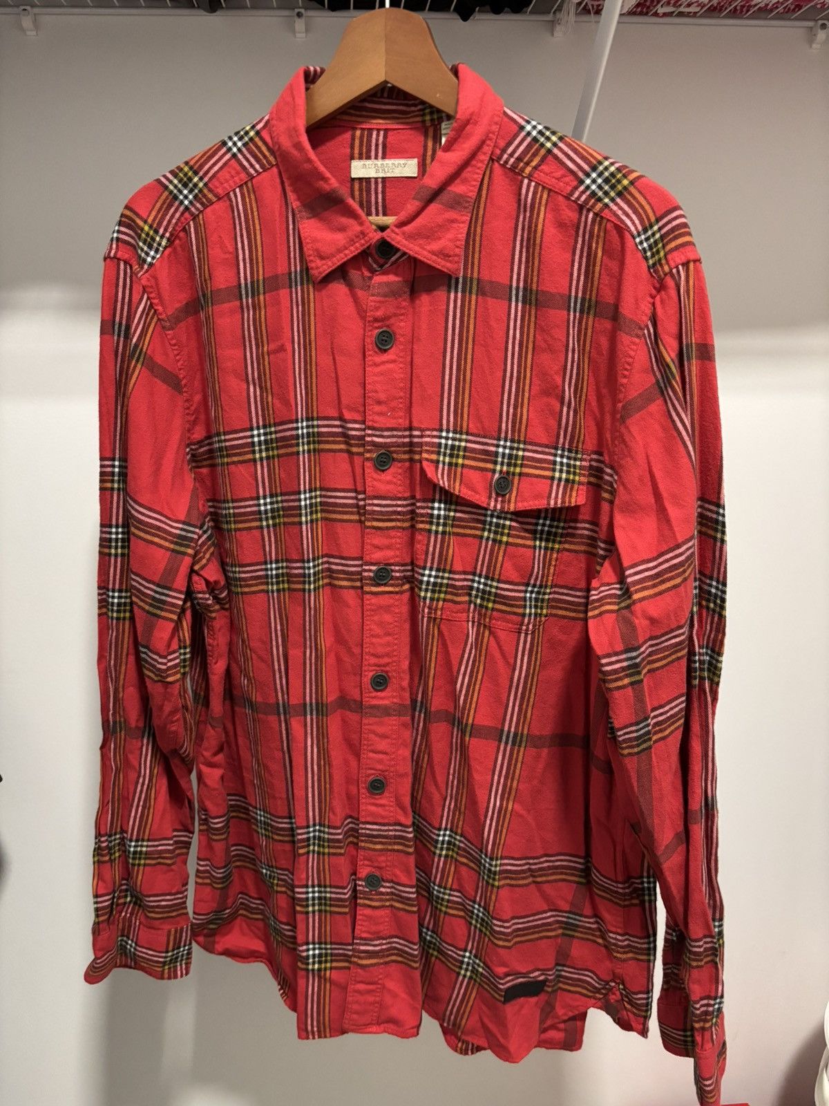 Red burberry long sleeve on sale