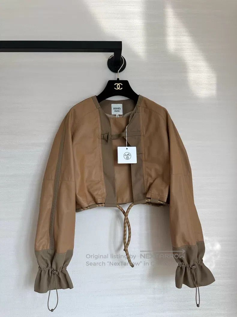Hermes Hermes Short Bicolor Leather Jacket Size XXS / US 00 / IT 34 - 1 Thumbnail