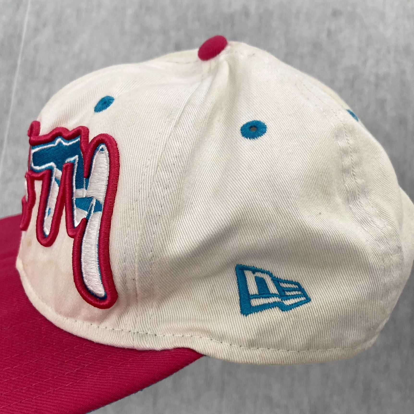 New Era VINTAGE New Era STYLE DIRTY Snapback Hat ADULT Men Cotton Graffiti Pink Blue Cap Size ONE SIZE - 3 Thumbnail