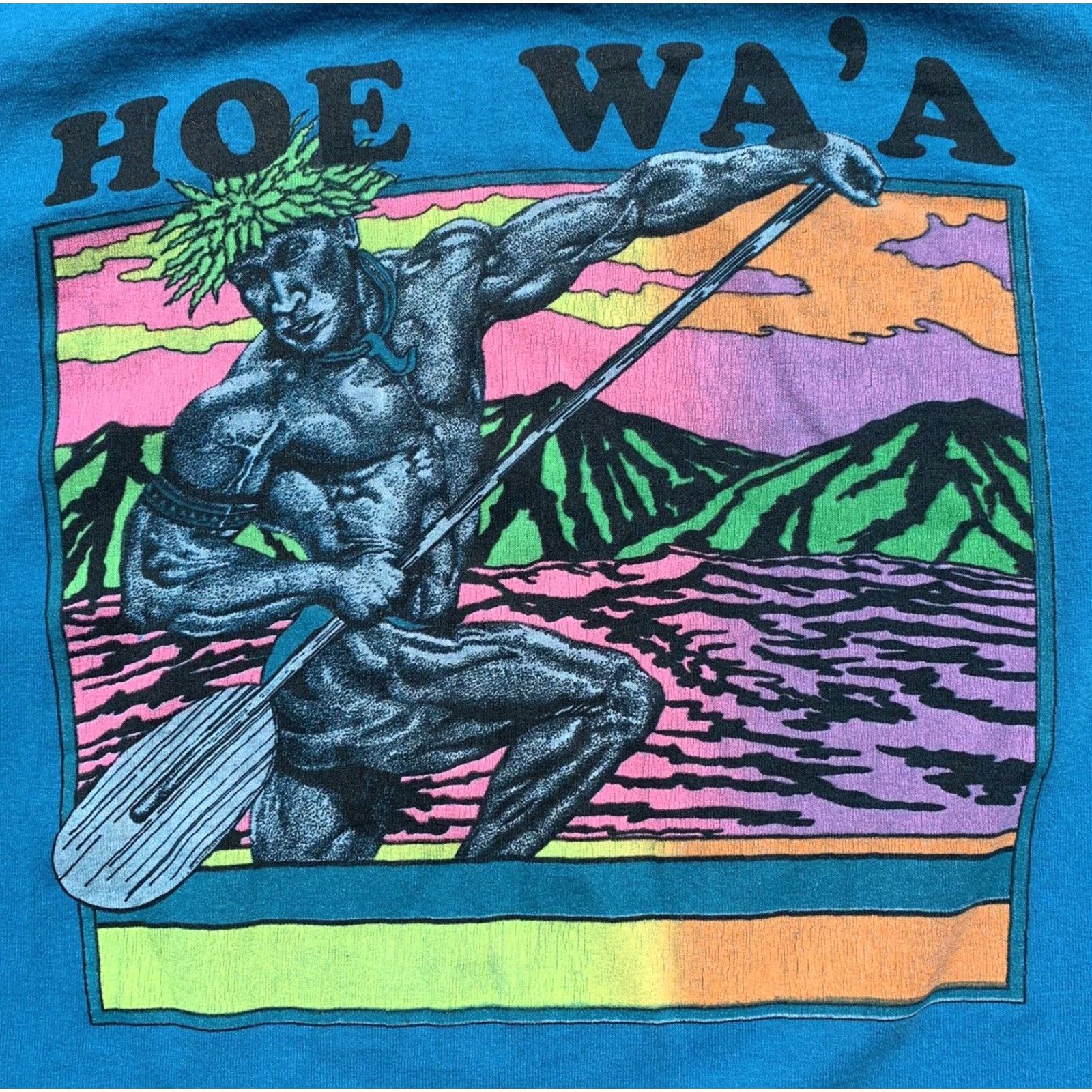 Vintage VINTAGE Hawaiian Legends HOE WA’A Neon Graphics Long Sleeve T-Shirt 1980s L Mens Blue 80s Graphic Tee Tee Jays HEF-T by Tee-Jays Size US L / EU 52-54 / 3 - 4 Thumbnail