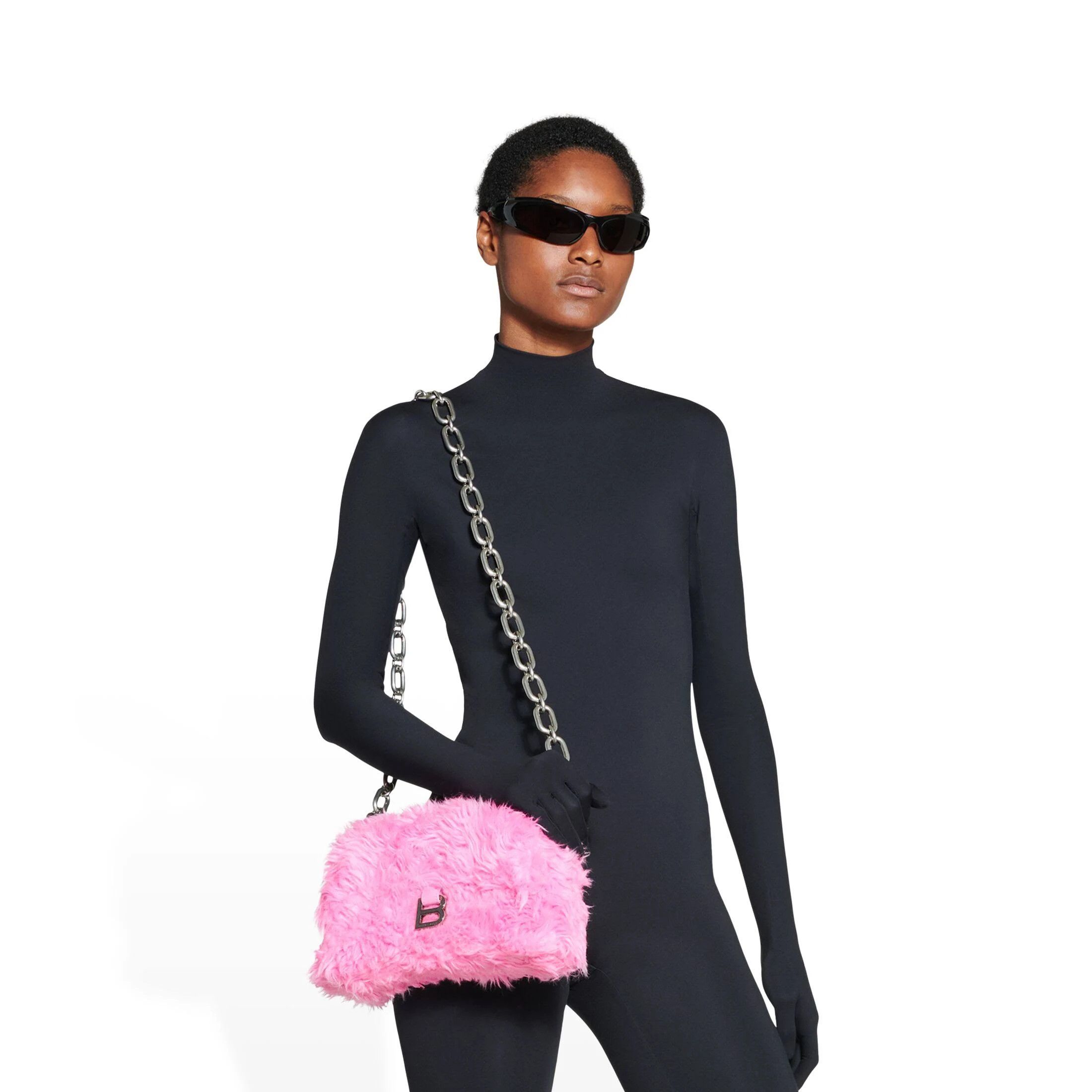Balenciaga o1mt1gz0924 Size: OS / Fake Fur Downtown Shoulder Bag Pink Size ONE SIZE - 6 Thumbnail