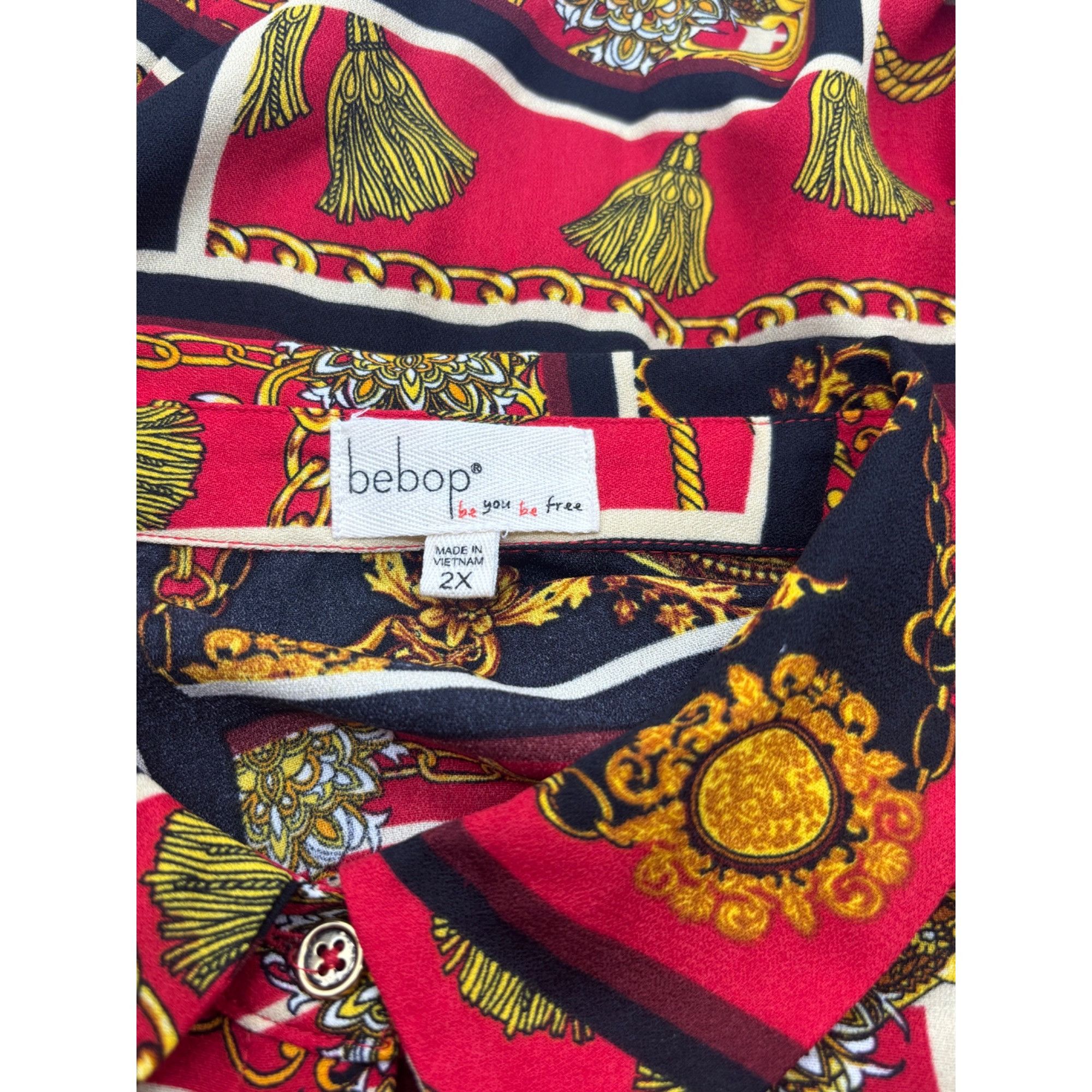 Other BeBop Trendy Plus Size Chain-Print Shirtdress, Scarlet/Blac Size ONE SIZE - 7 Thumbnail