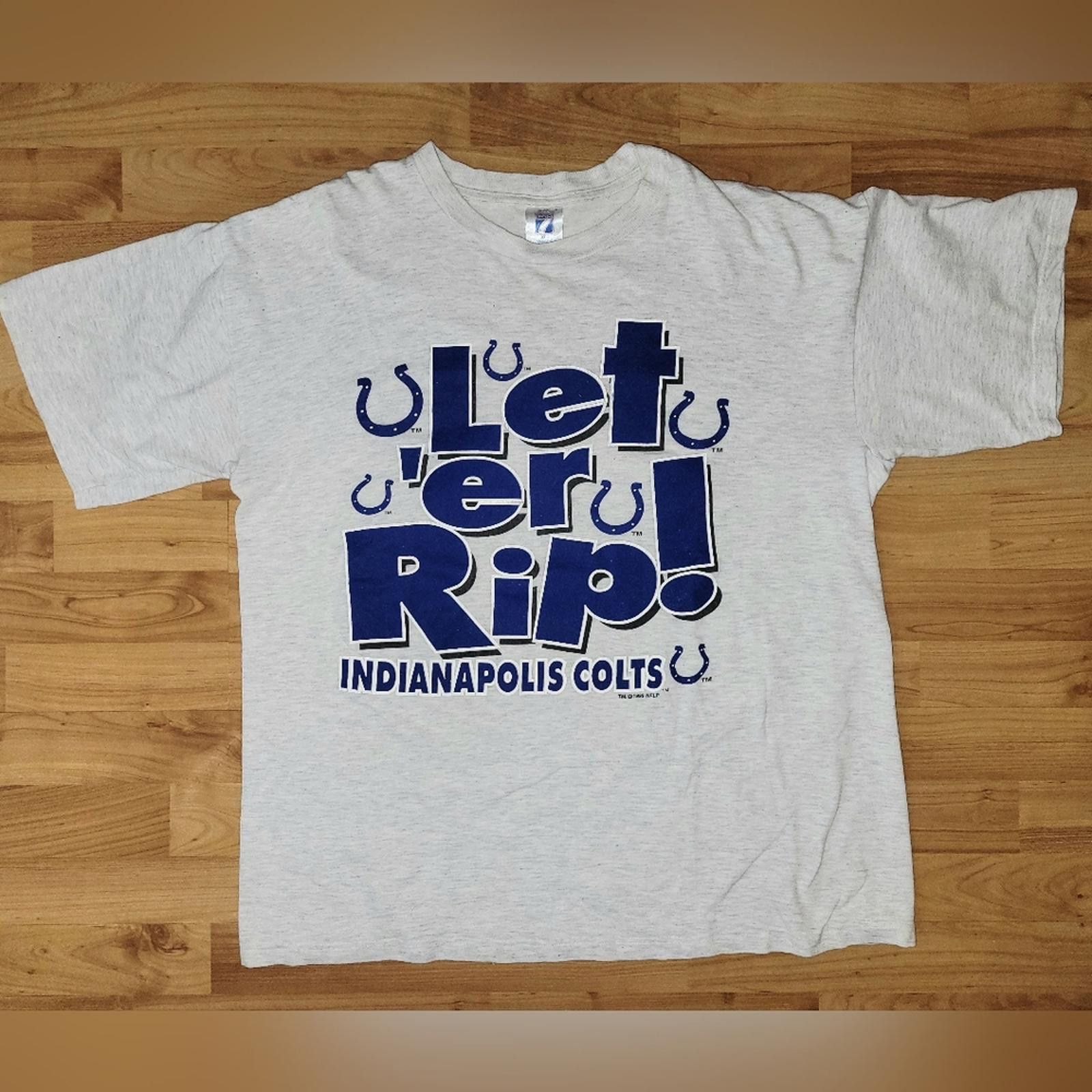 Logo 7 Vintage Indianapolis Colts 1995 T-shirt Gray Made In USA XL Size US XL / EU 56 / 4 - 1 Thumbnail